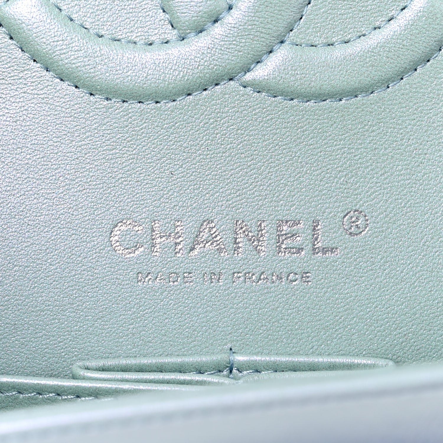Chanel Iridescent Calfskin Quilted Medium Double Flap Light Blue 5 of 9