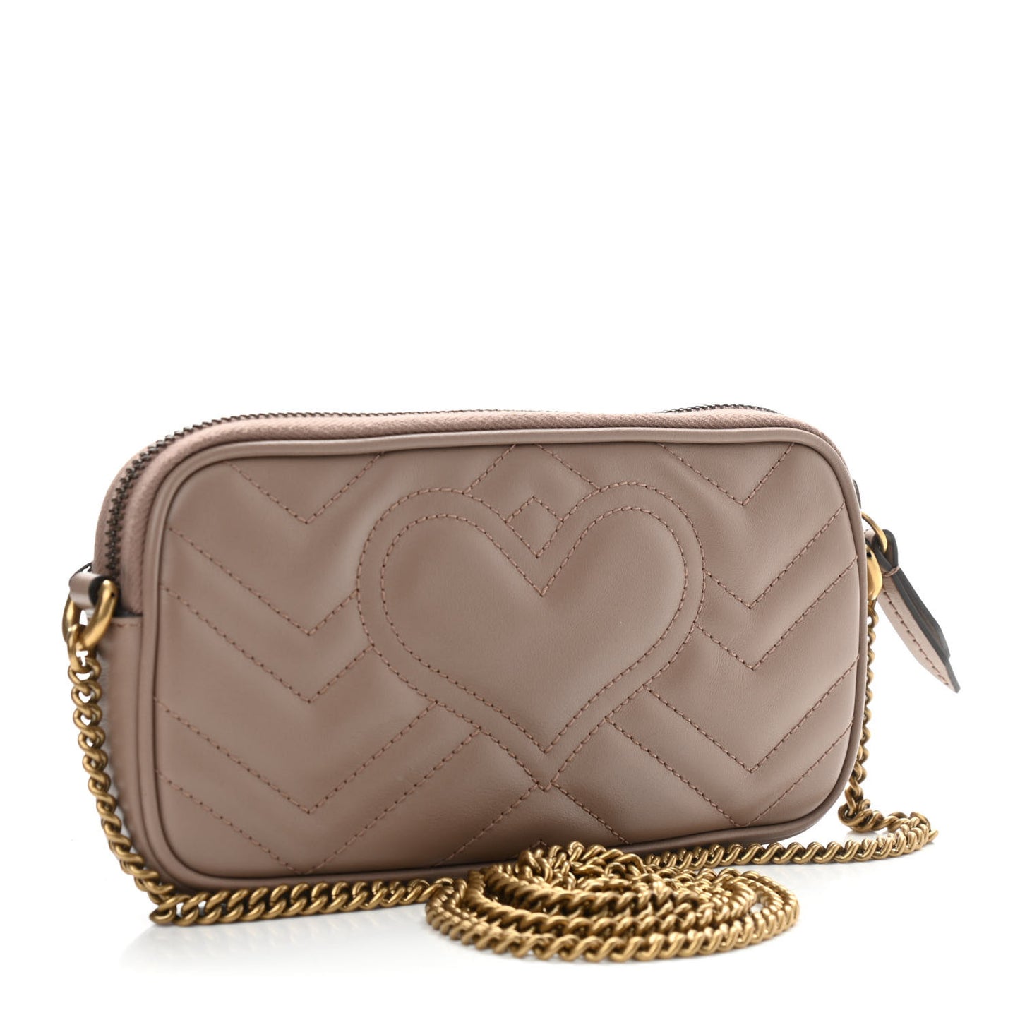 Calfskin Matelasse Mini GG Marmont Chain Crossbody Bag Porcelain Rose