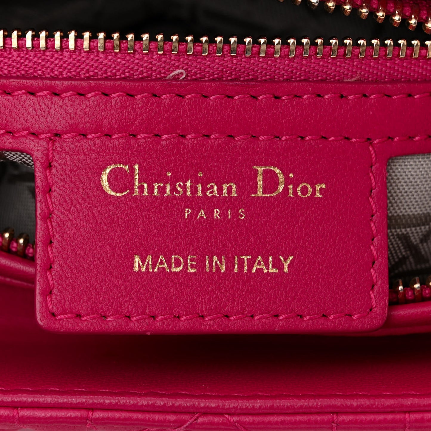 CHRISTIAN DIOR Lambskin Cannage Medium Lady Dior Fuchsia