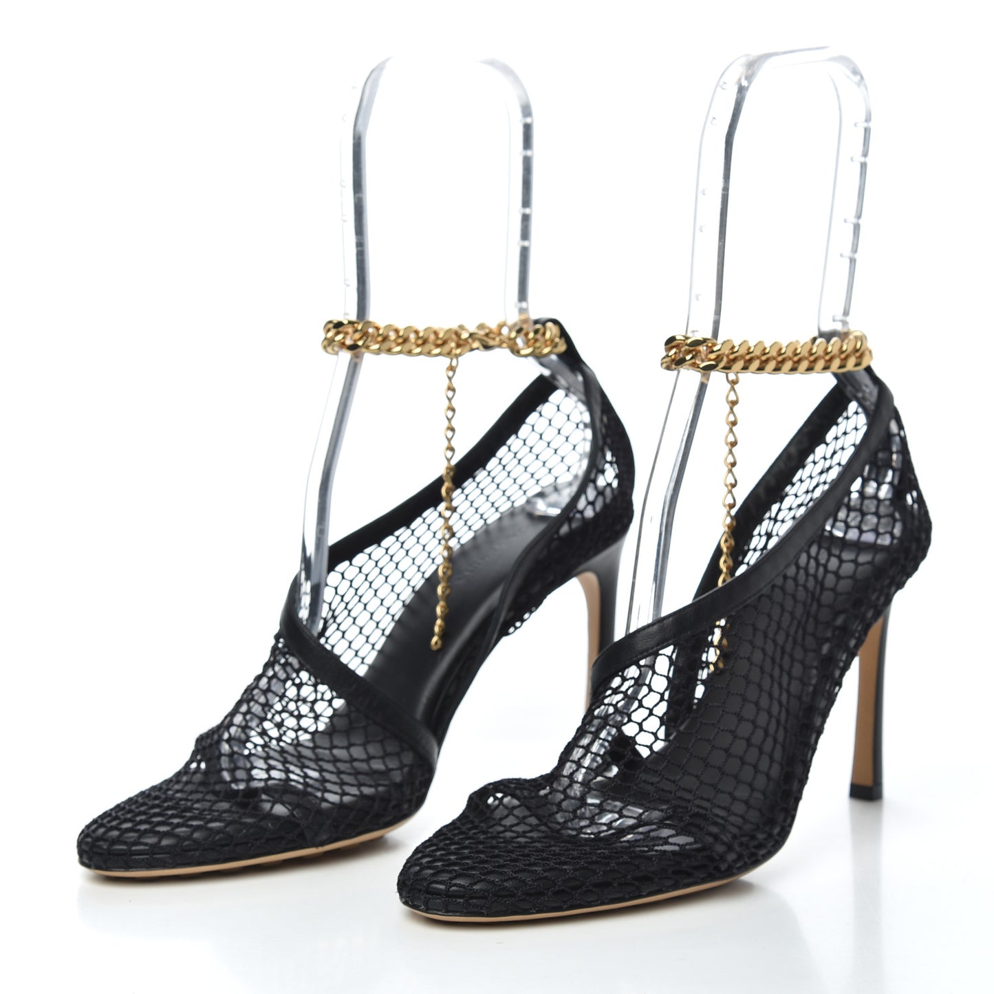 Mesh Nappa Chunky Chain Sandals 38 Black