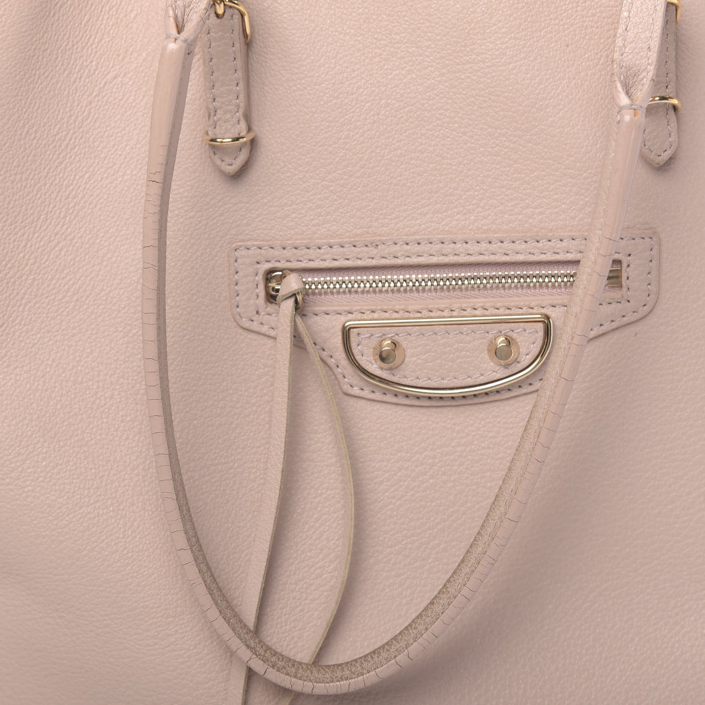 Grained Calfskin Gold Metallic Edge Hardware Papier A4 Tote Rose Poudre