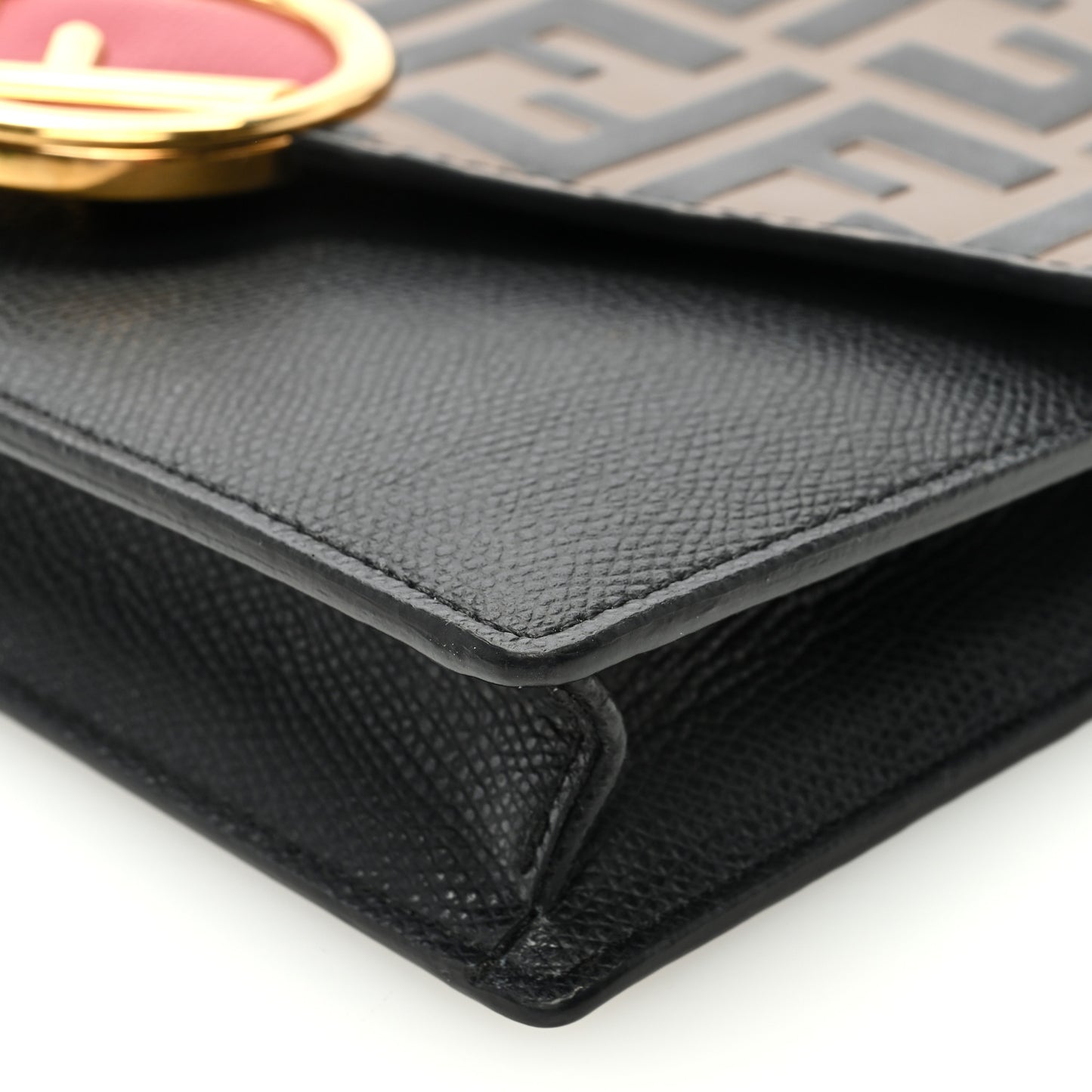 Vitello Cruise F is Fendi Bi-Color FF 1974 Embossed Medium Envelope Wallet On Chain Black Maya