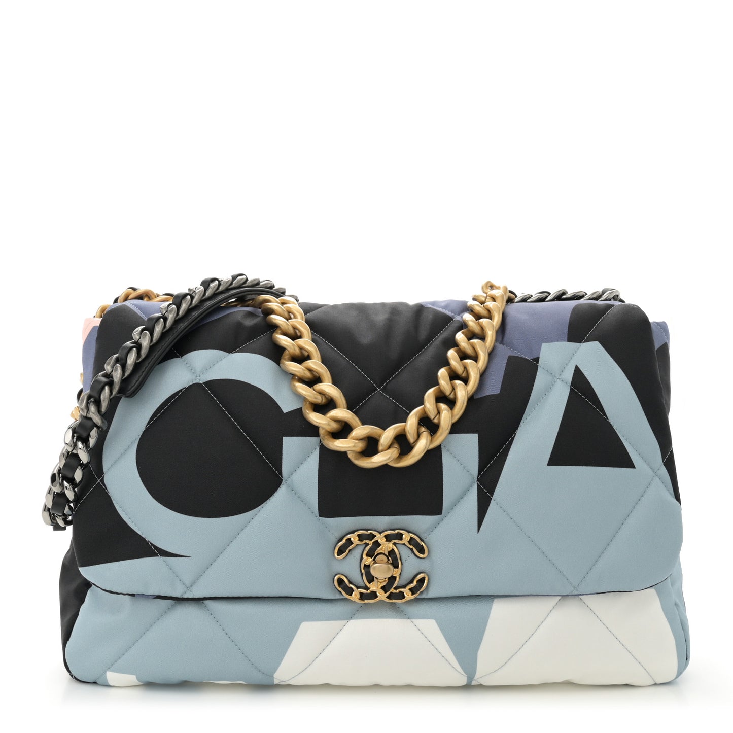 Silk Maxi Scarf Chanel 19 Flap Black Blue White