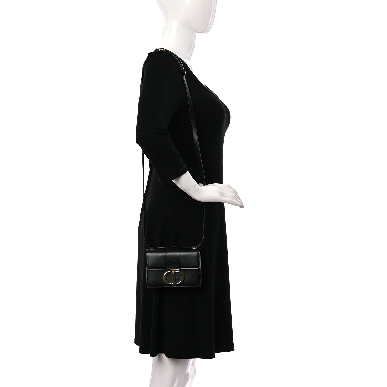 Christian Dior Smooth Calfskin Micro 30 Montaigne Flap Bag Black 2 of 10