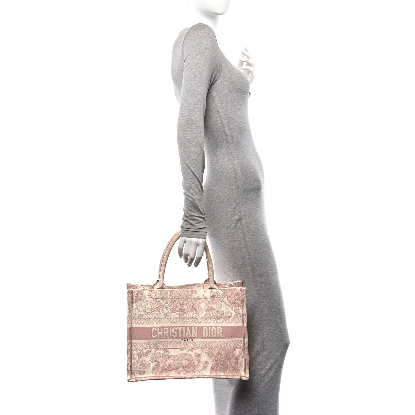 Canvas Embroidered Medium Dioriviera Toile De Jouy Book Tote Rose