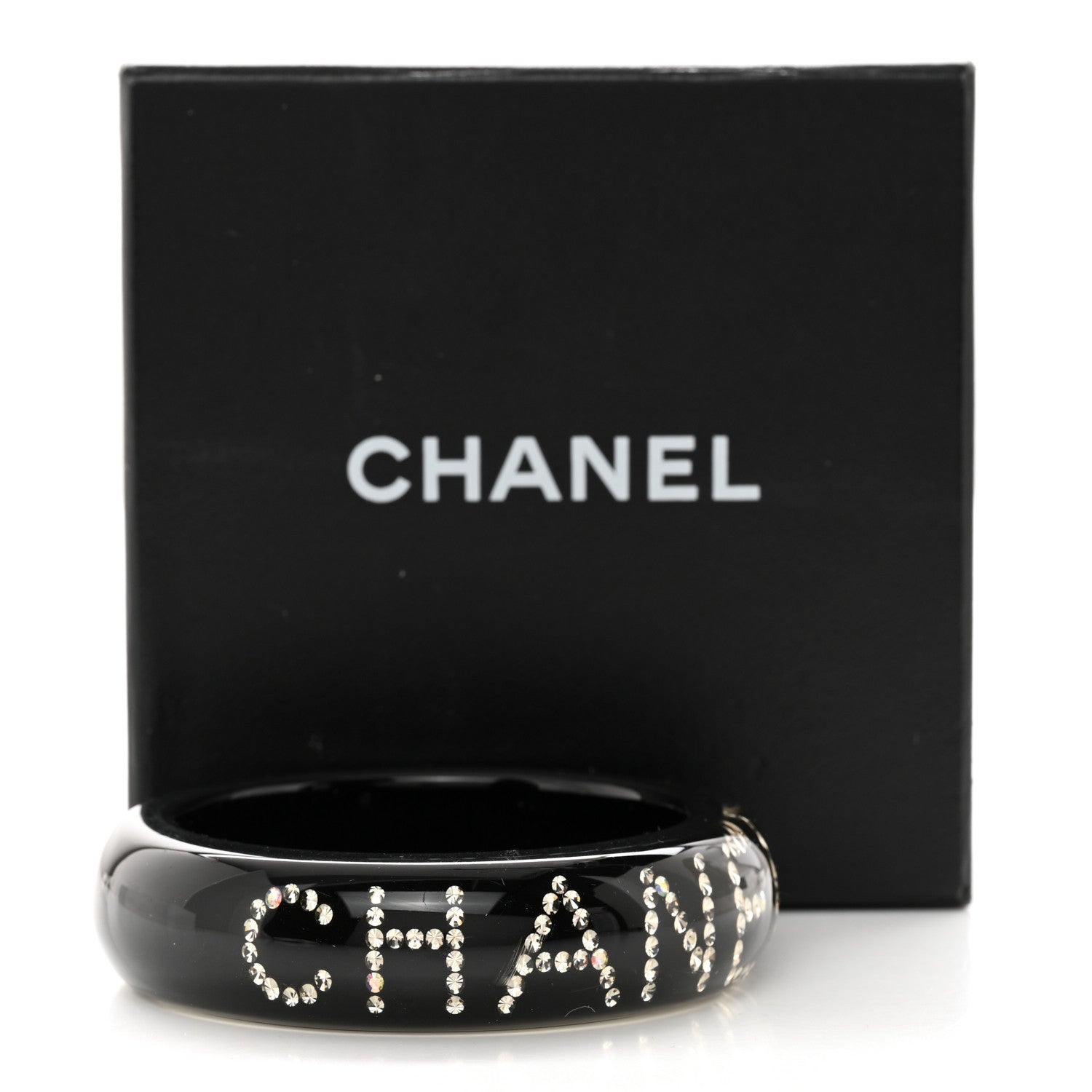 Chanel Resin Crystal CC Logo Bracelet Black 5 of 5