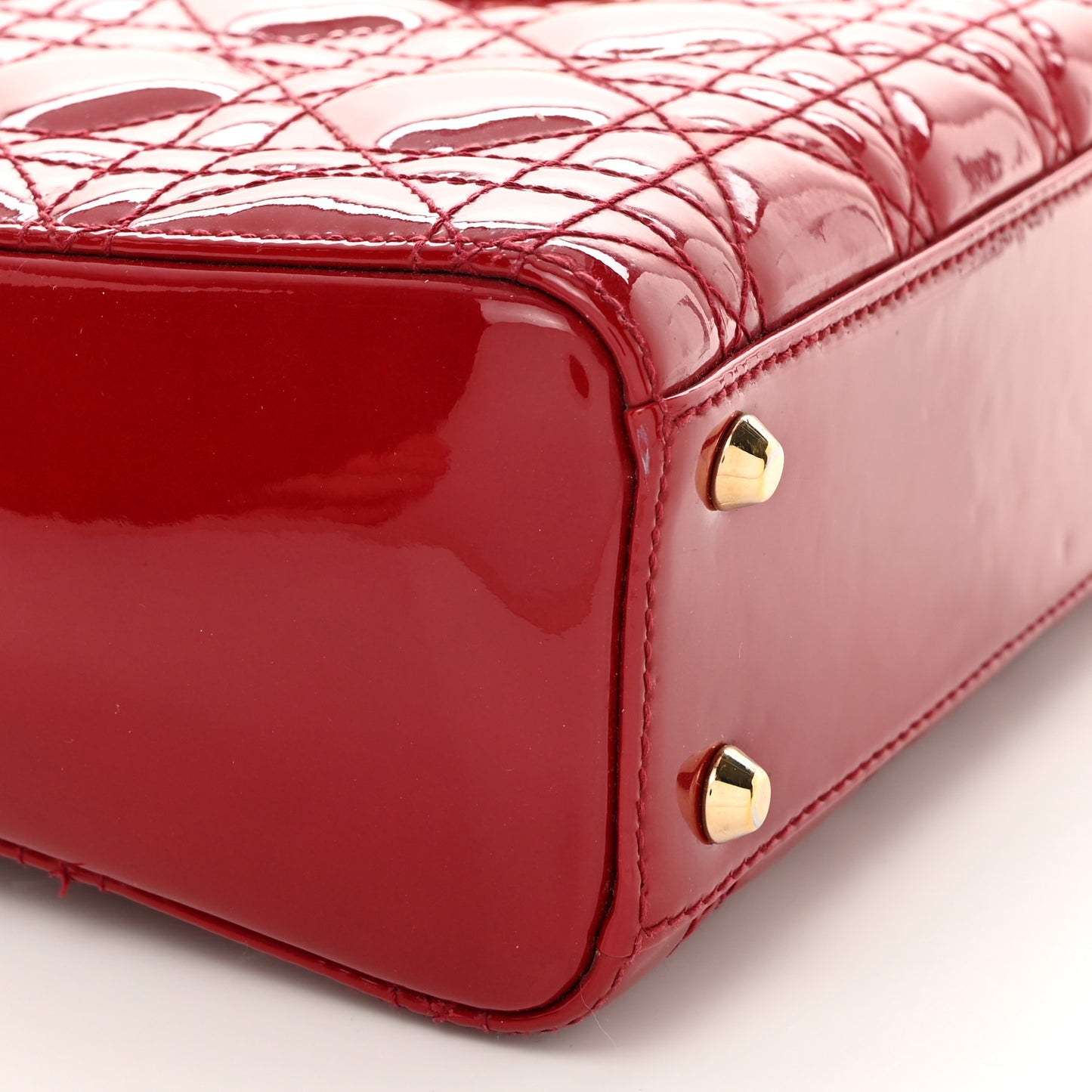 Patent Cannage Mini Lady Dior Red