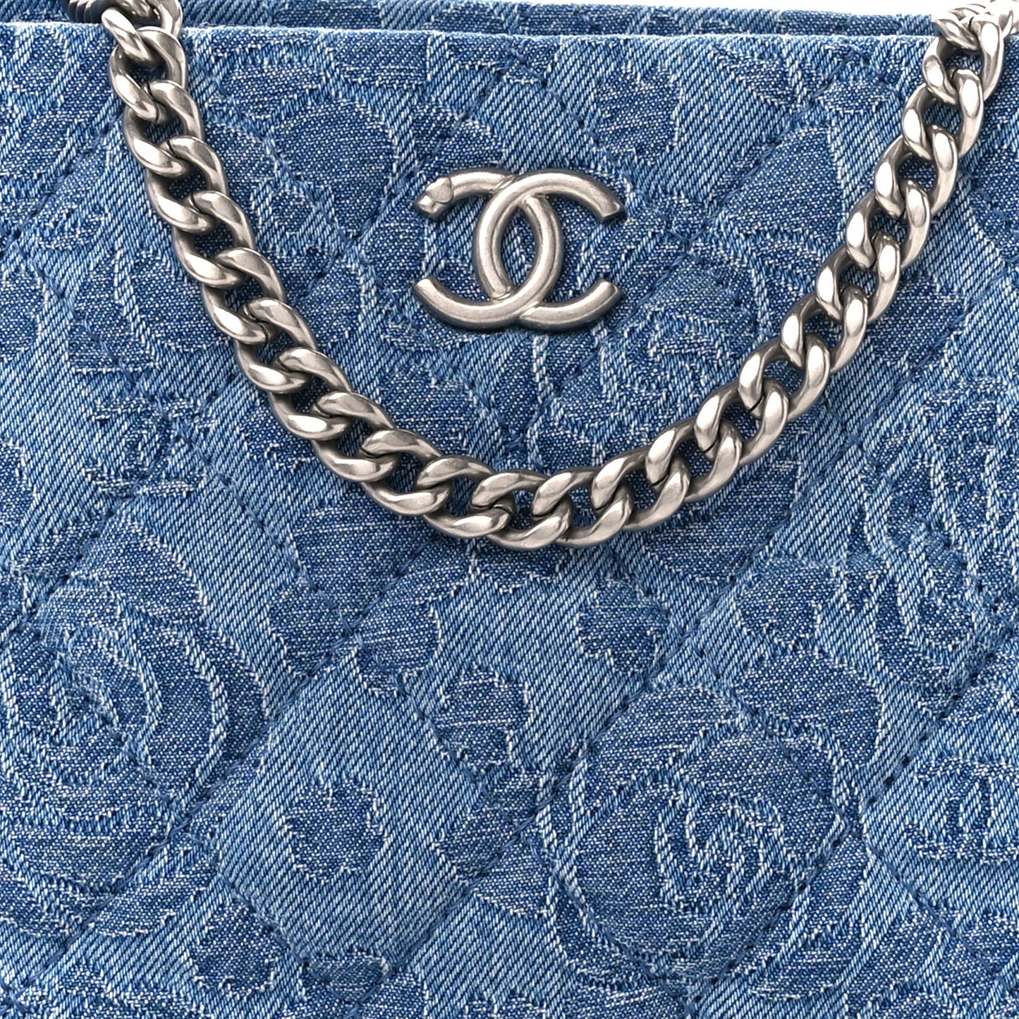 Denim Quilted Camellia Sweetheart Small Hobo Blue