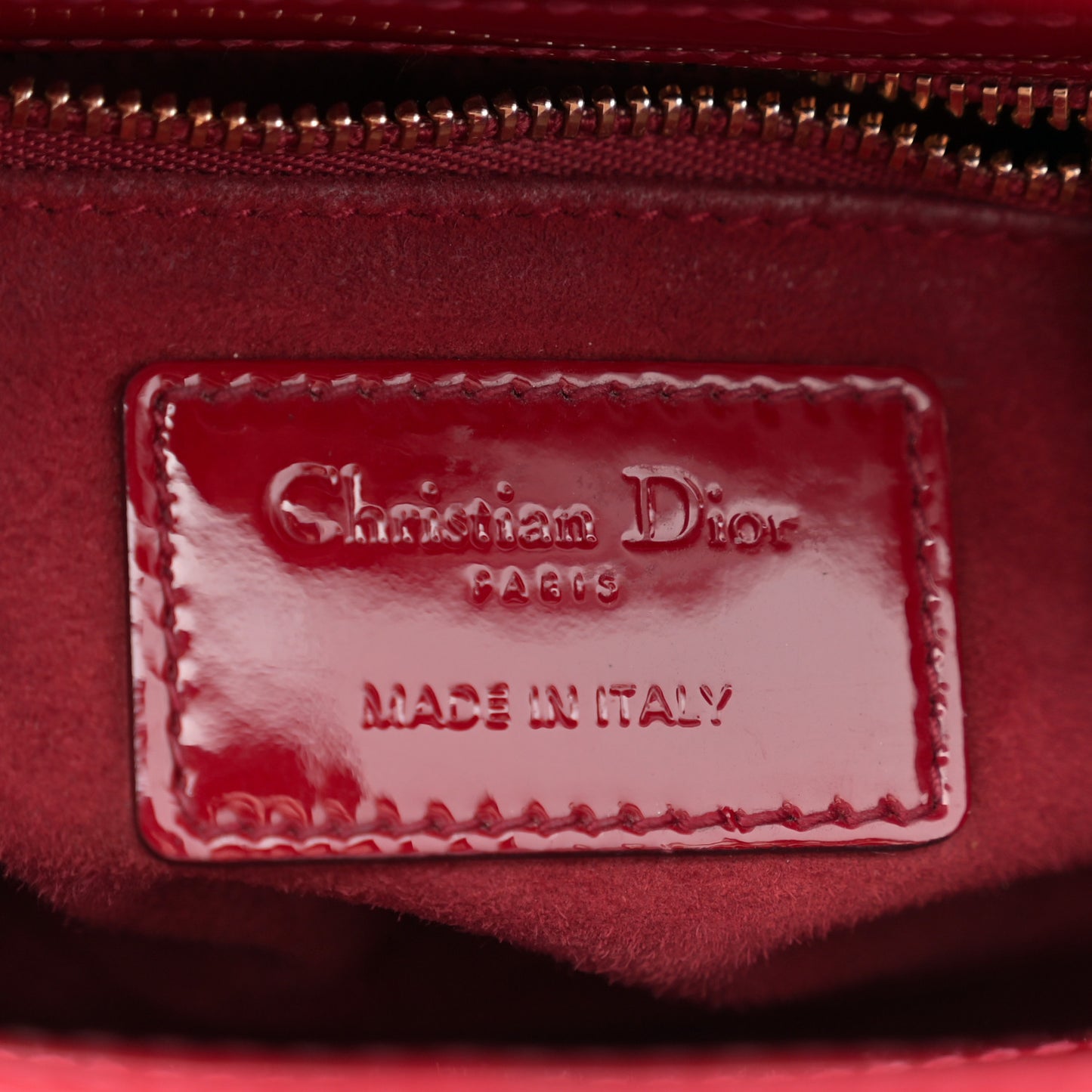 Patent Cannage Mini Lady Dior Red