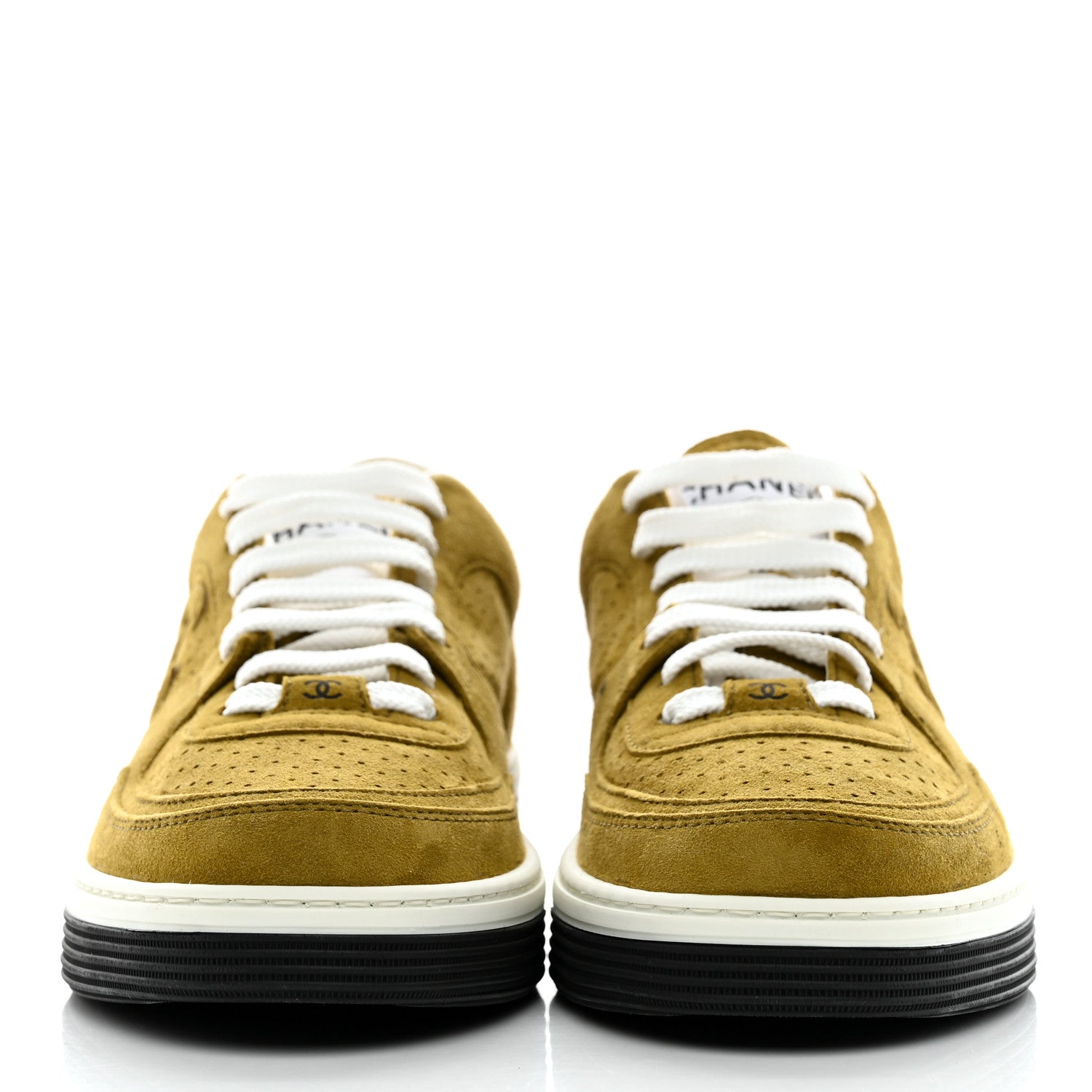 Chanel Suede Kidskin Womens CC Sneakers 39.5 Green 2 of 9