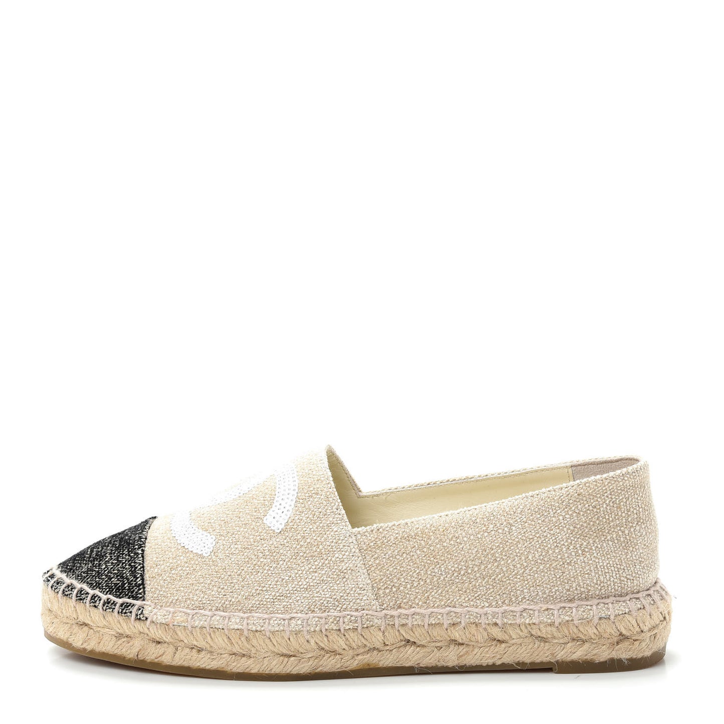 Toile Sequin CC Espadrilles 37 Beige Black