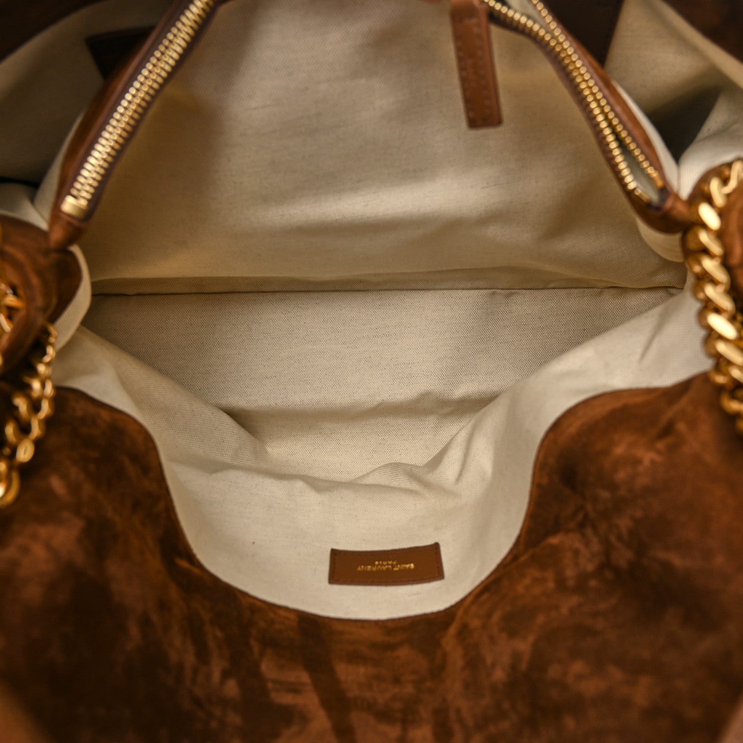 Saint Laurent Suede Shearling Patchwork Monogram Giant Jamie Brown Beige 6 of 12