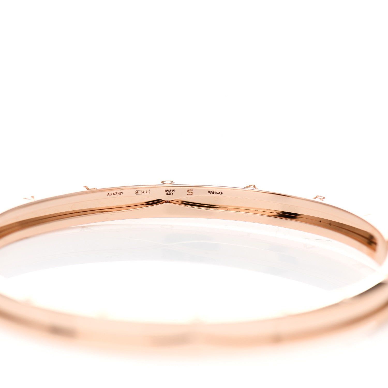 Bulgari 18K Rose Gold Narrow B.Zero1 Bangle Bracelet S 5 of 7