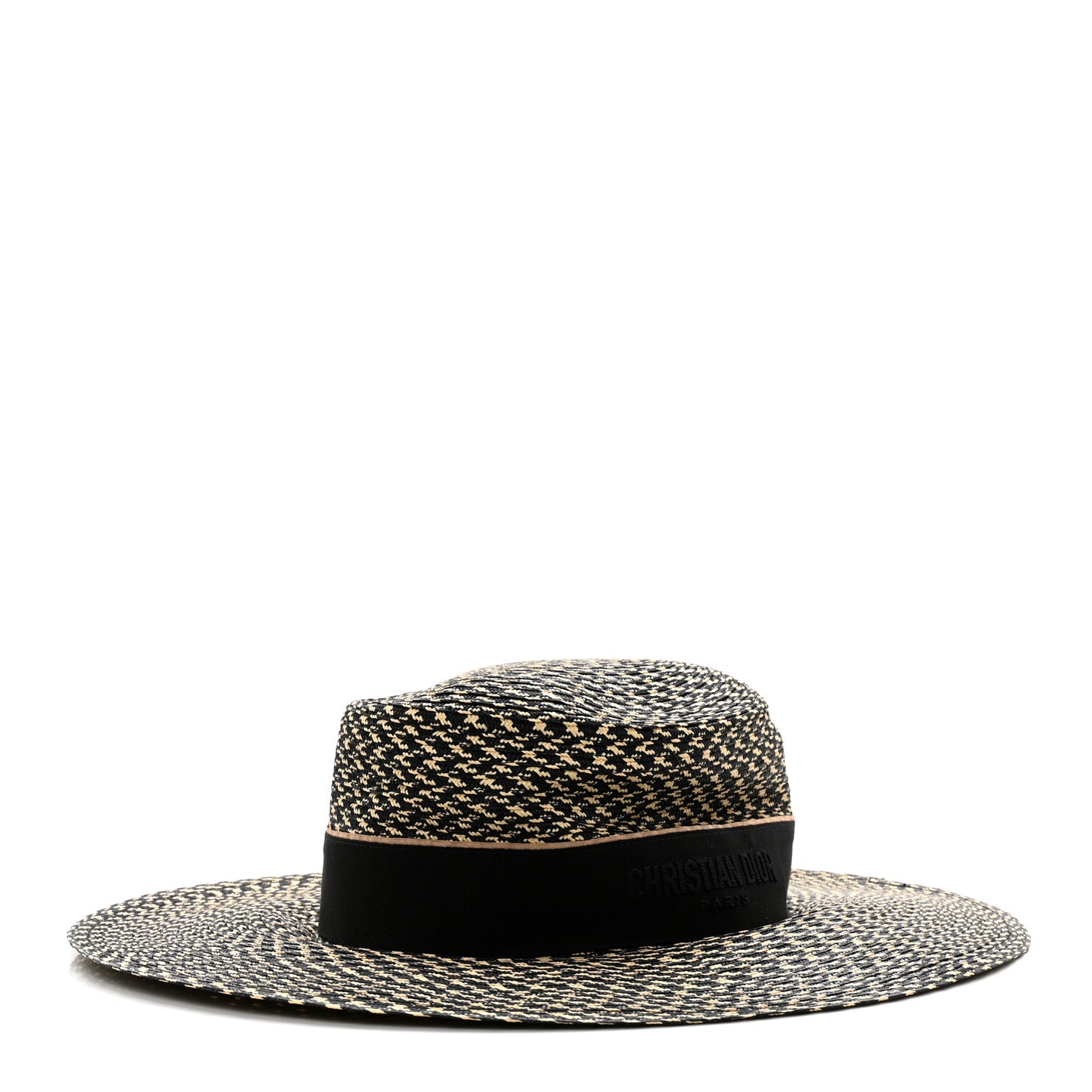 Straw Diorodeo Large Brim Hat 57 Black