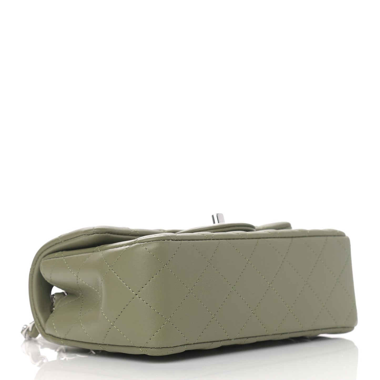 Lambskin Quilted Mini Rectangular Flap Khaki