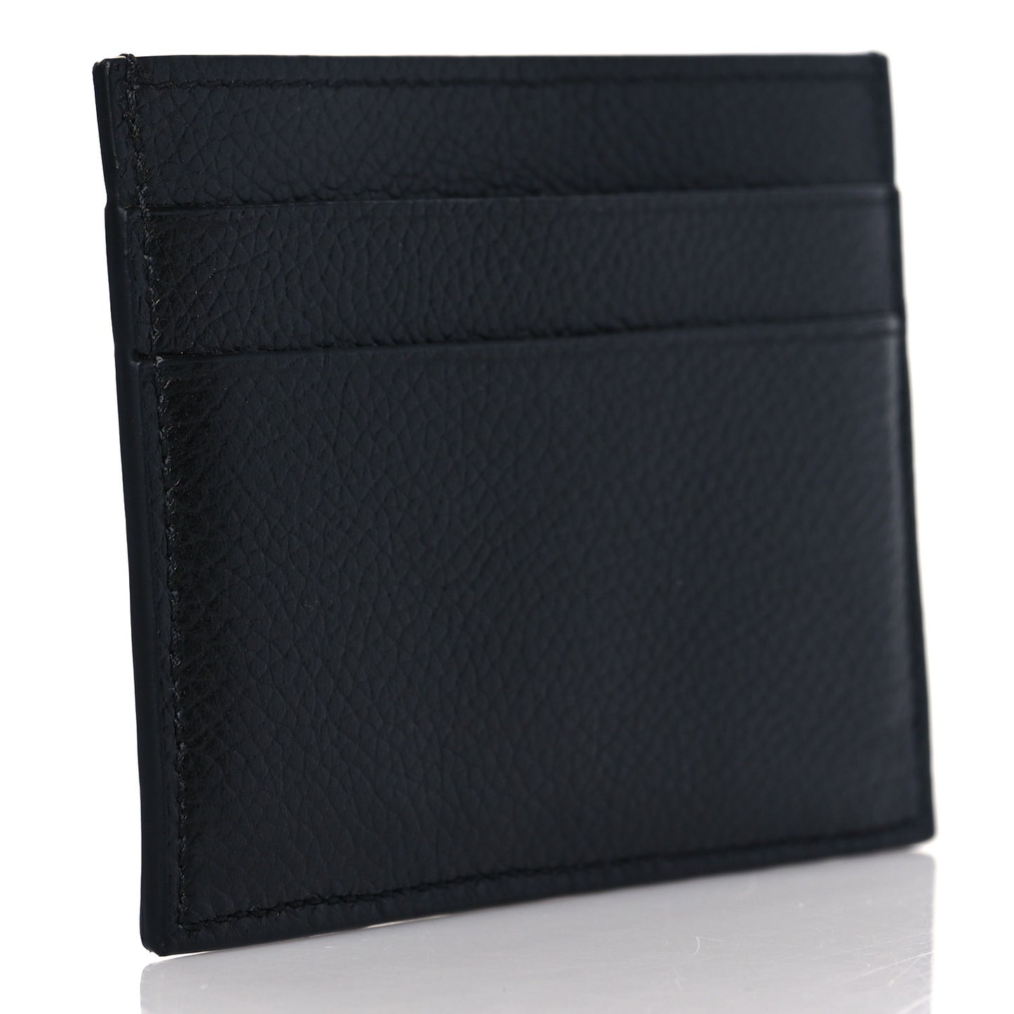 Grained Calfskin Logo Cash Card Holder Black Fluo Yellow
