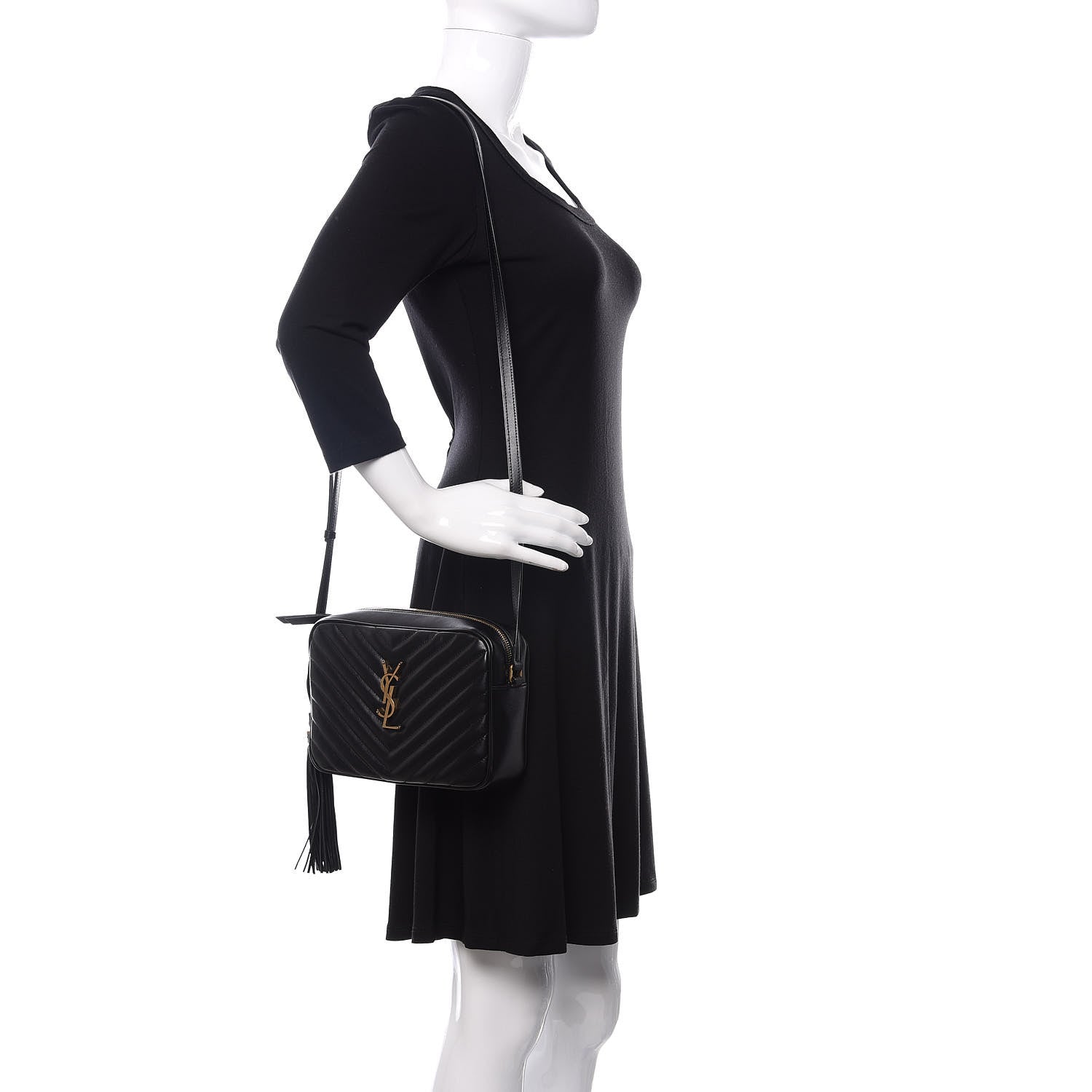Saint Laurent Calfskin Matelasse Monogram Lou Camera Bag Black 2 of 9