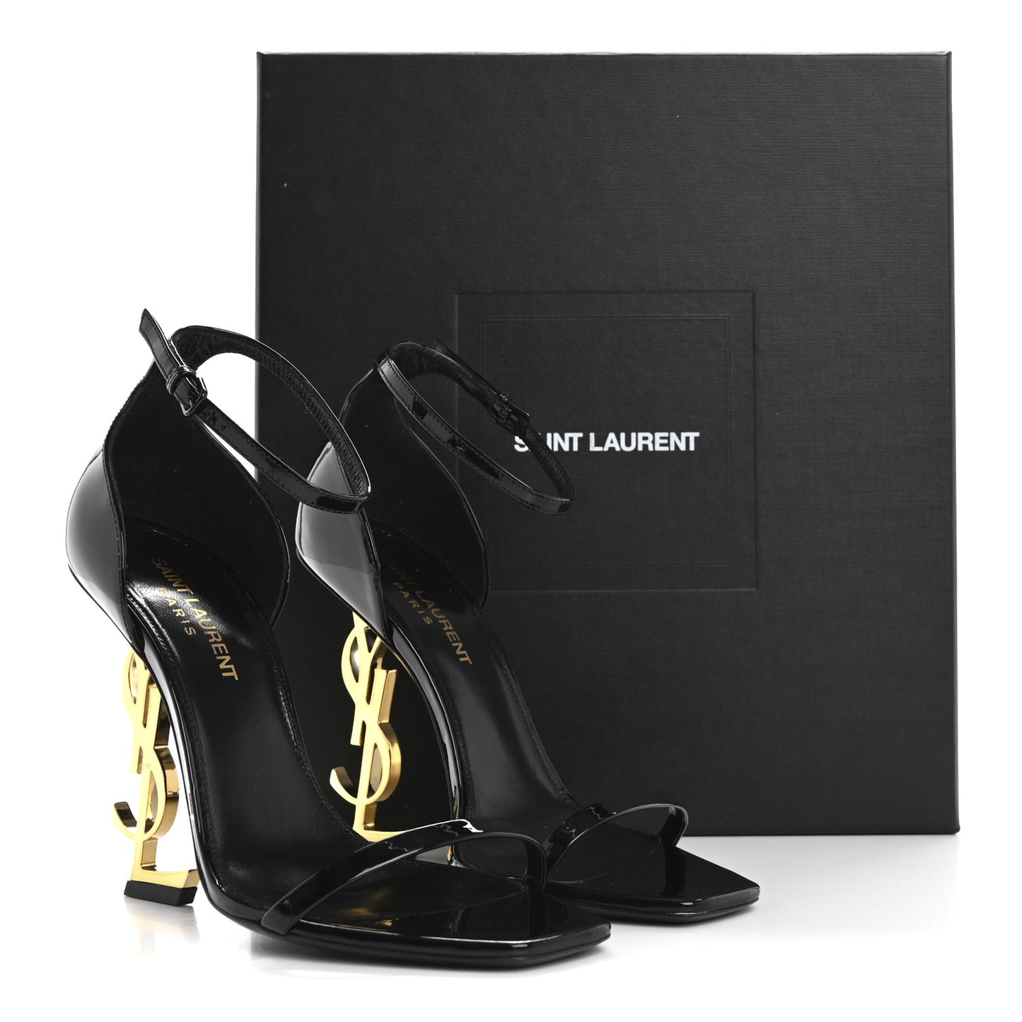 Patent Calfskin Opyum 110 Sandals 37 Black Gold