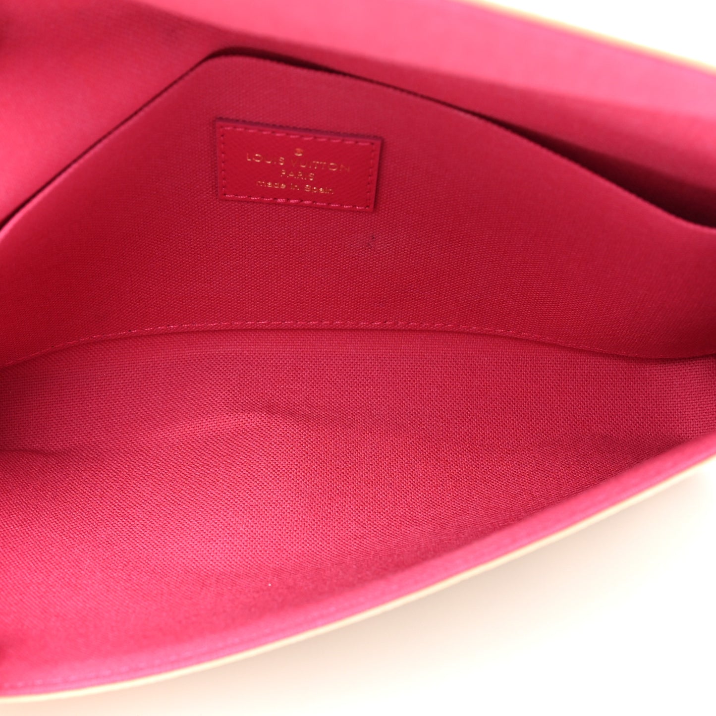 LOUIS VUITTON Damier Azur Studded Pochette Felicie Chain Wallet Fuchsia