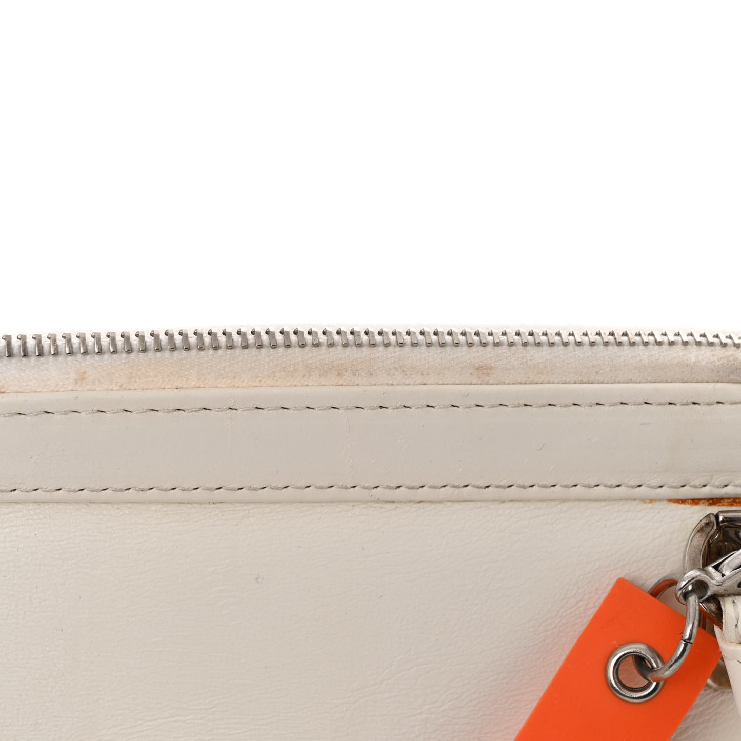 Calfskin Buckle Frame Satchel White