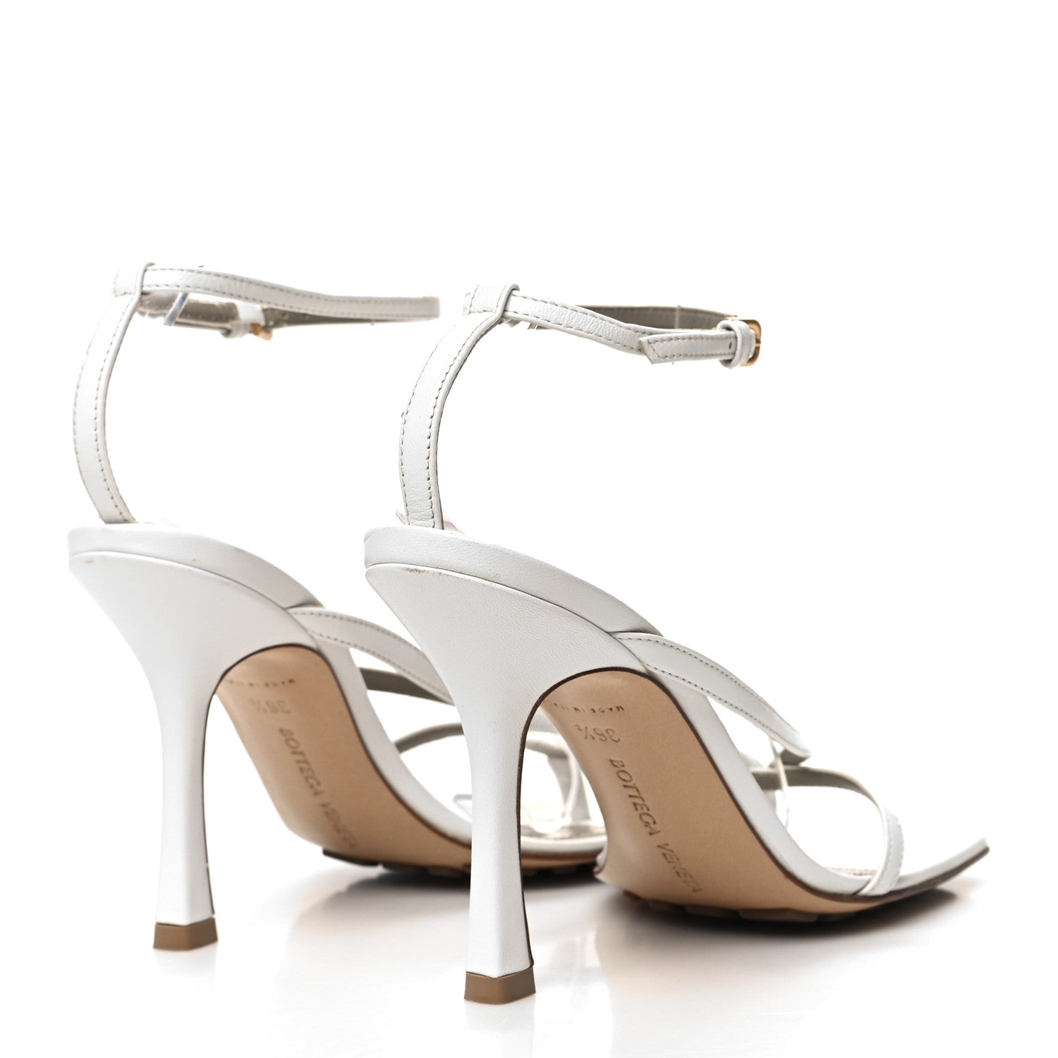 Bottega Veneta Lambskin Stretch Multi Strap 90mm Sandals 36.5 Optic White 4 of 10
