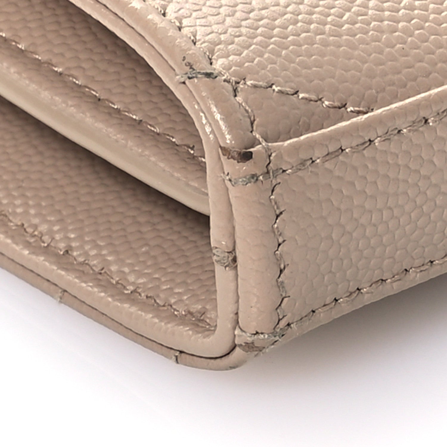 Saint Laurent Grain De Poudre Matelasse Chevron Monogram Chain Wallet Dark Beige 8 of 10