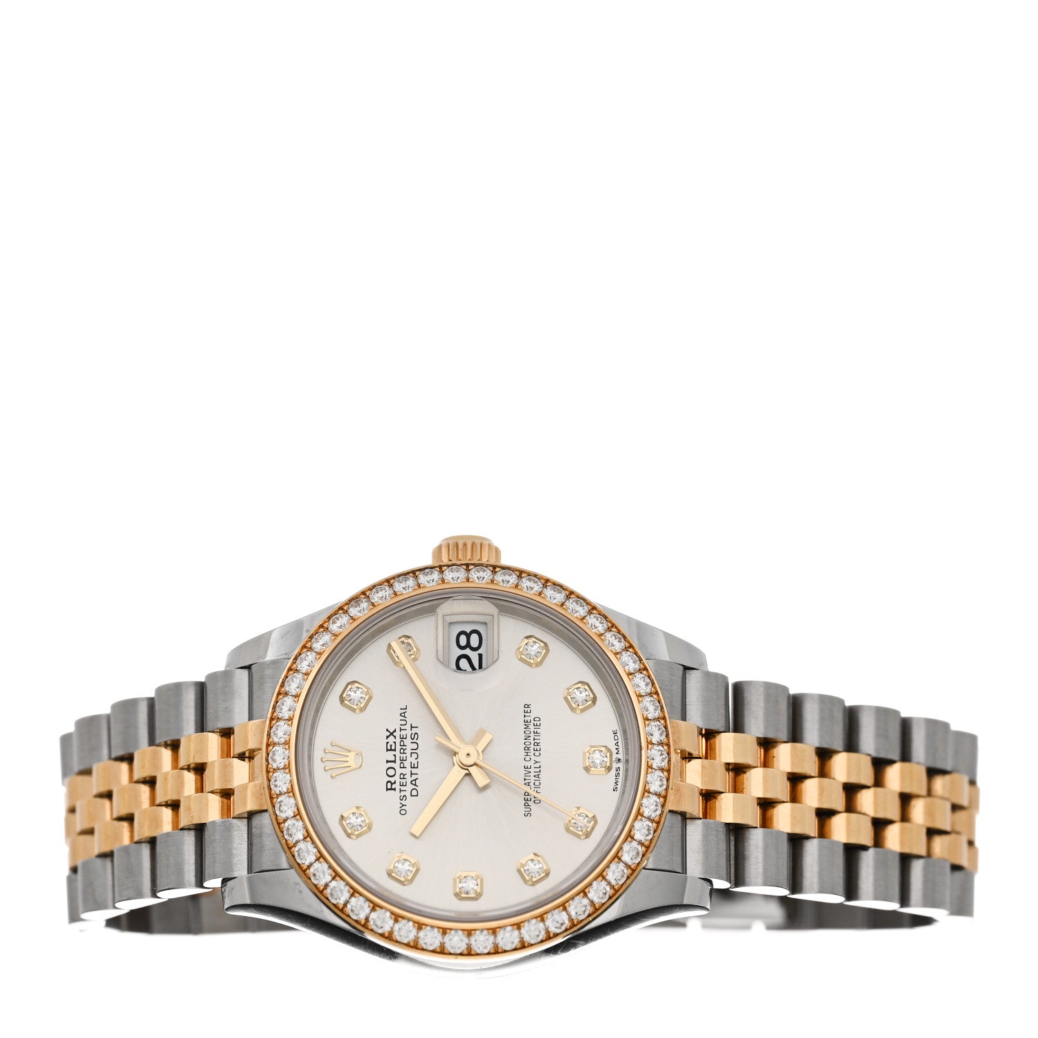 Rolex Stainless Steel 18K Yellow Gold Diamond Bezel 31mm Oyster Perpetual Datejust Watch Silver 278383RBR 2 of 5