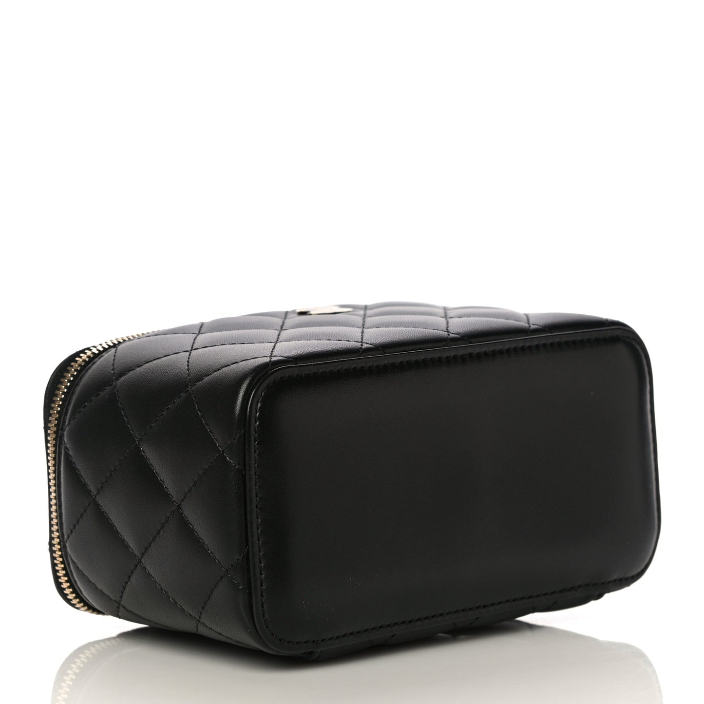 Lambskin Quilted Small Vanity Case With Chain Black