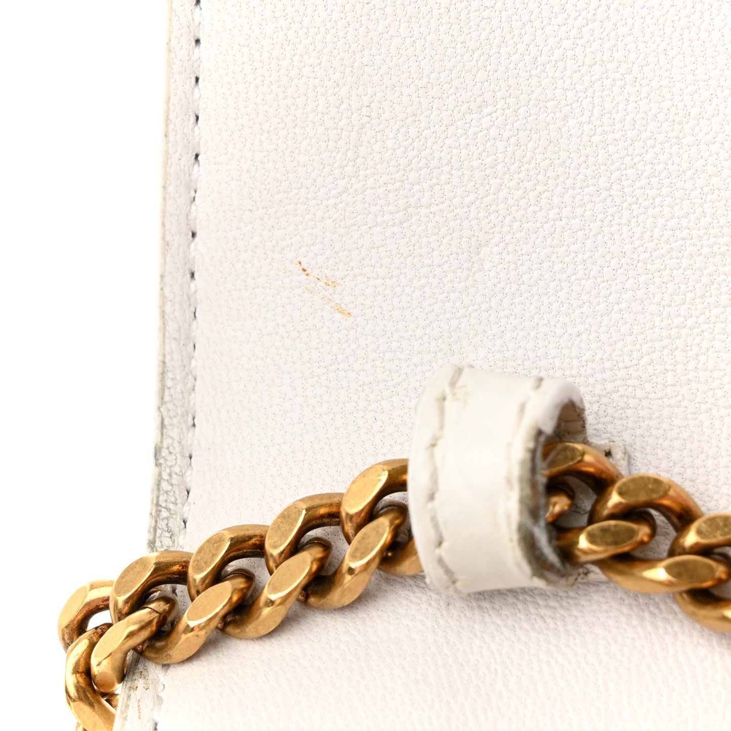 Shiny Calfskin Crocodile Embossed Hourglass Chain Bag White