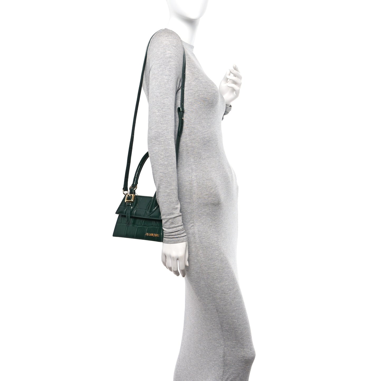 Calfskin Crocodile Embossed Le Chiquito Moyen Dark Green