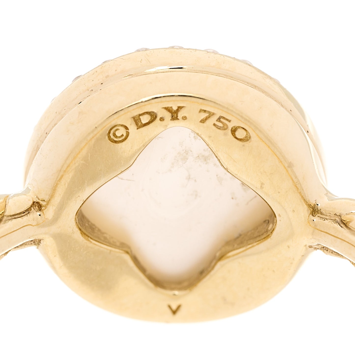 18K Yellow Gold Diamond Pearl Petite Elements Ring 53 6.5