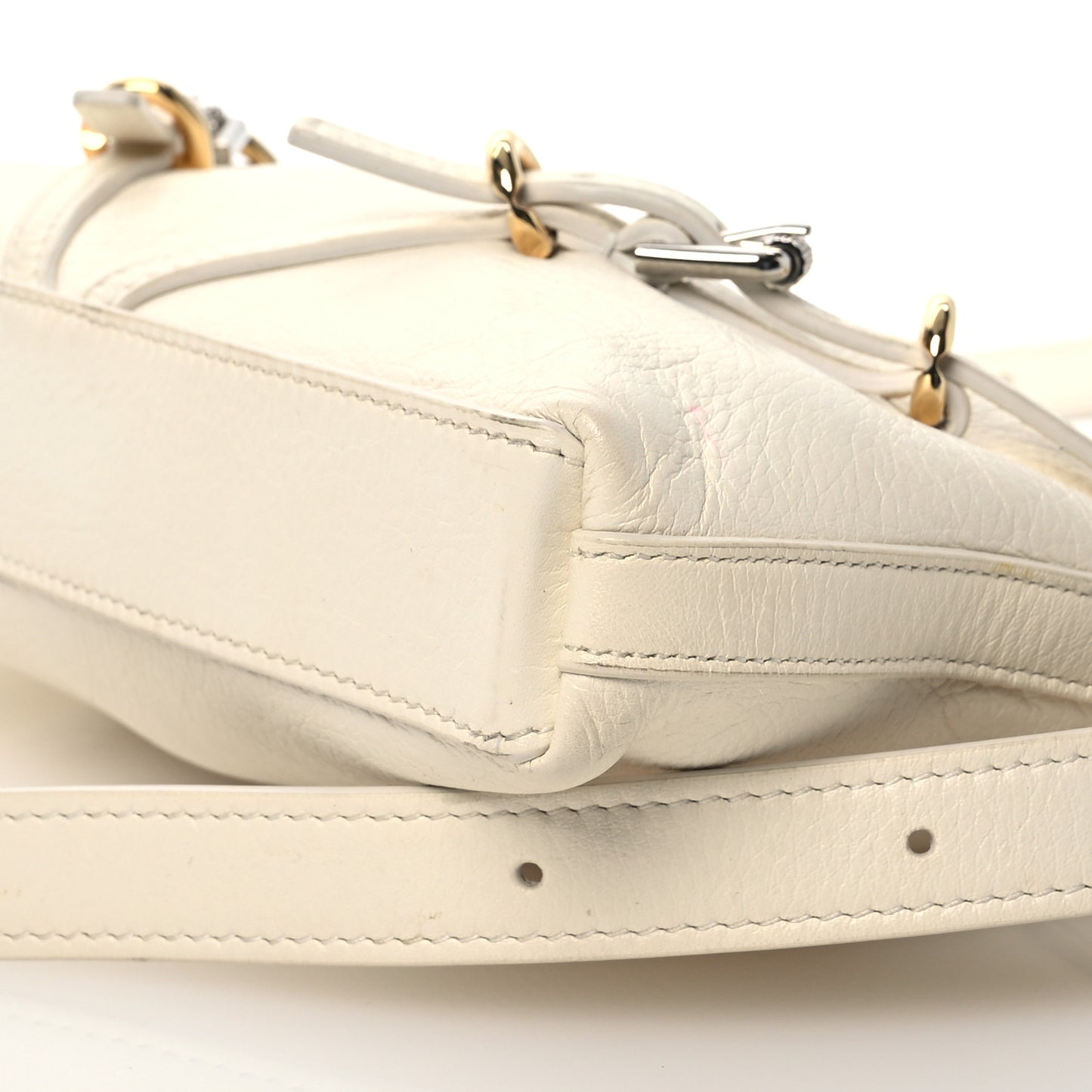 Tumbled Calfskin Mini Voyou Boyfriend Party Bag White