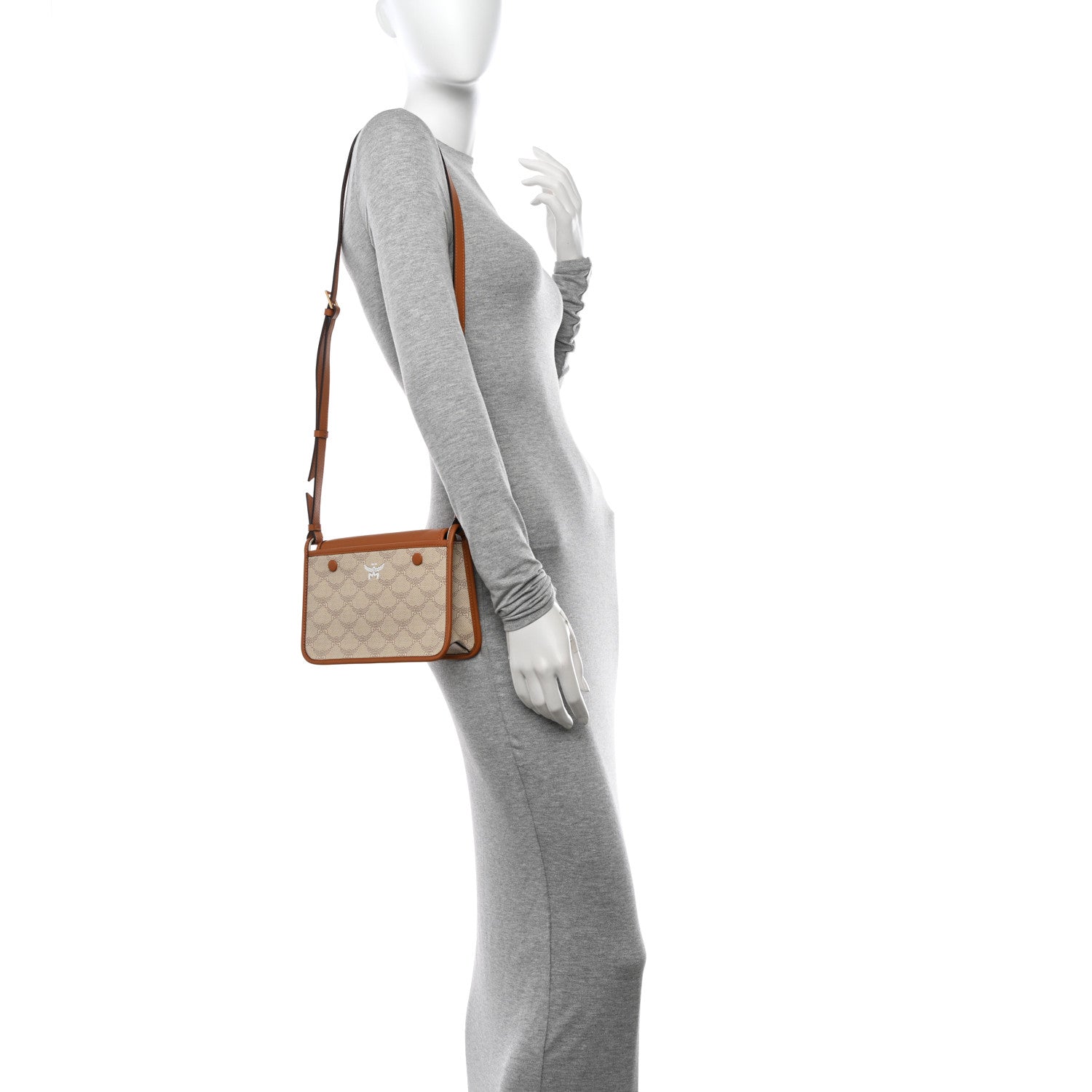 MCM Lauretos Nappa Small Himmel Crossbody Oatmeal 2 of 12