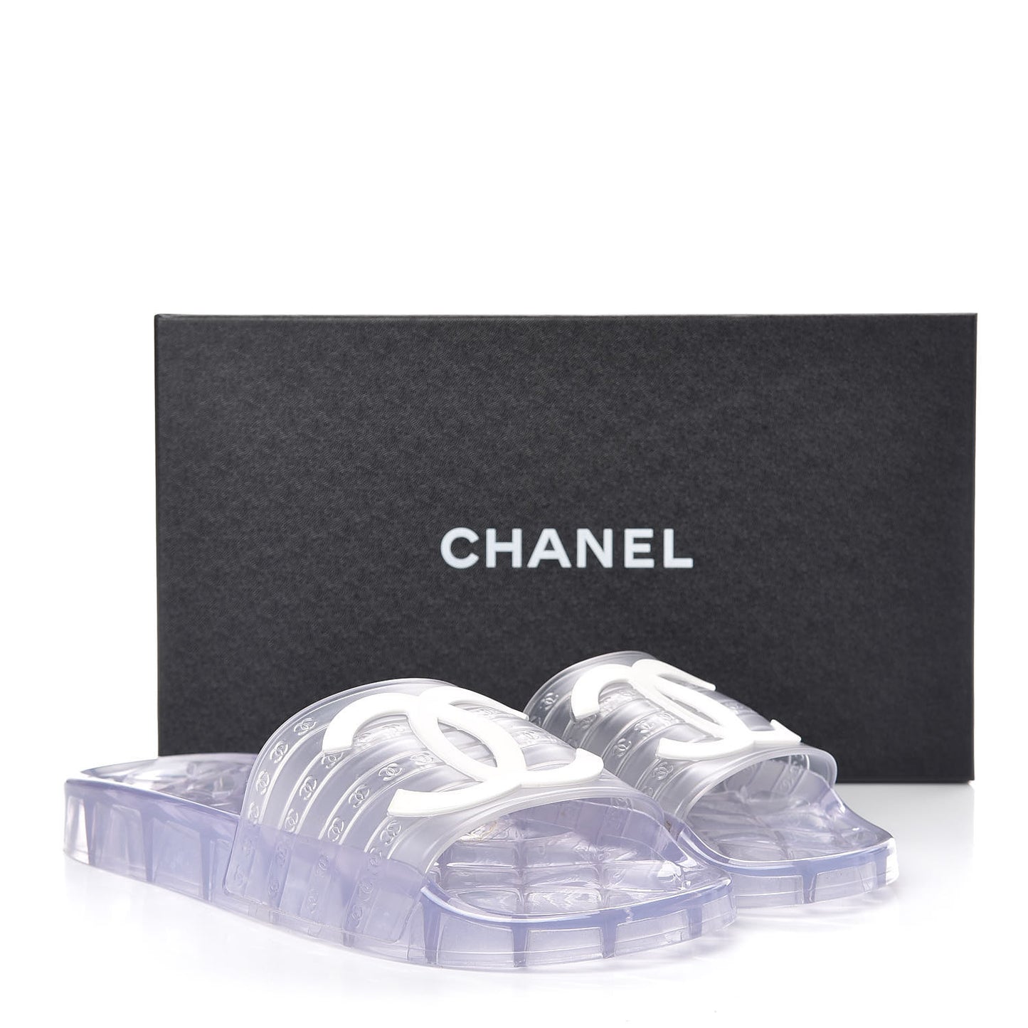PVC Transparent CC Flat Slide Sandals 40 White