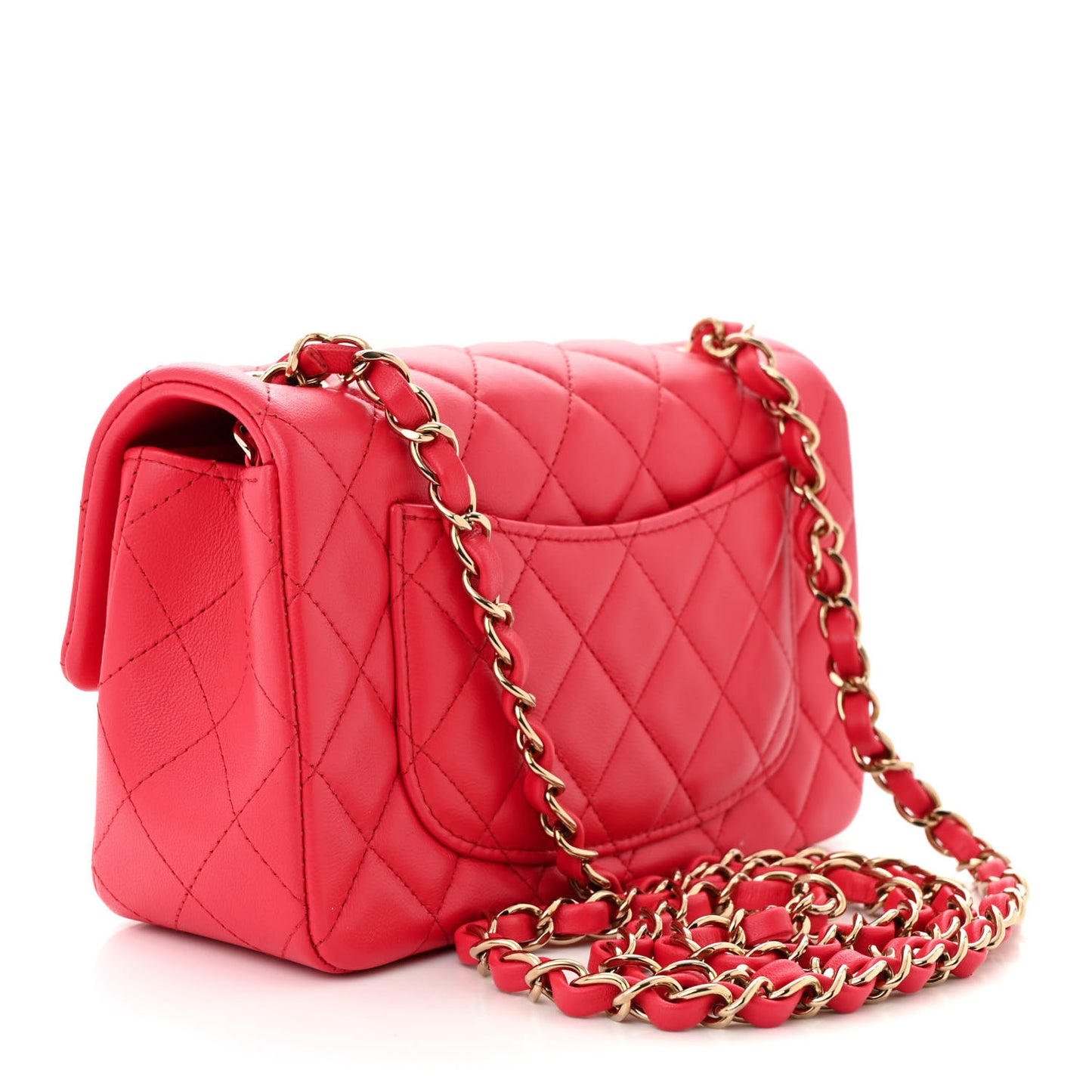 Lambskin Quilted Mini Rectangular Flap Red