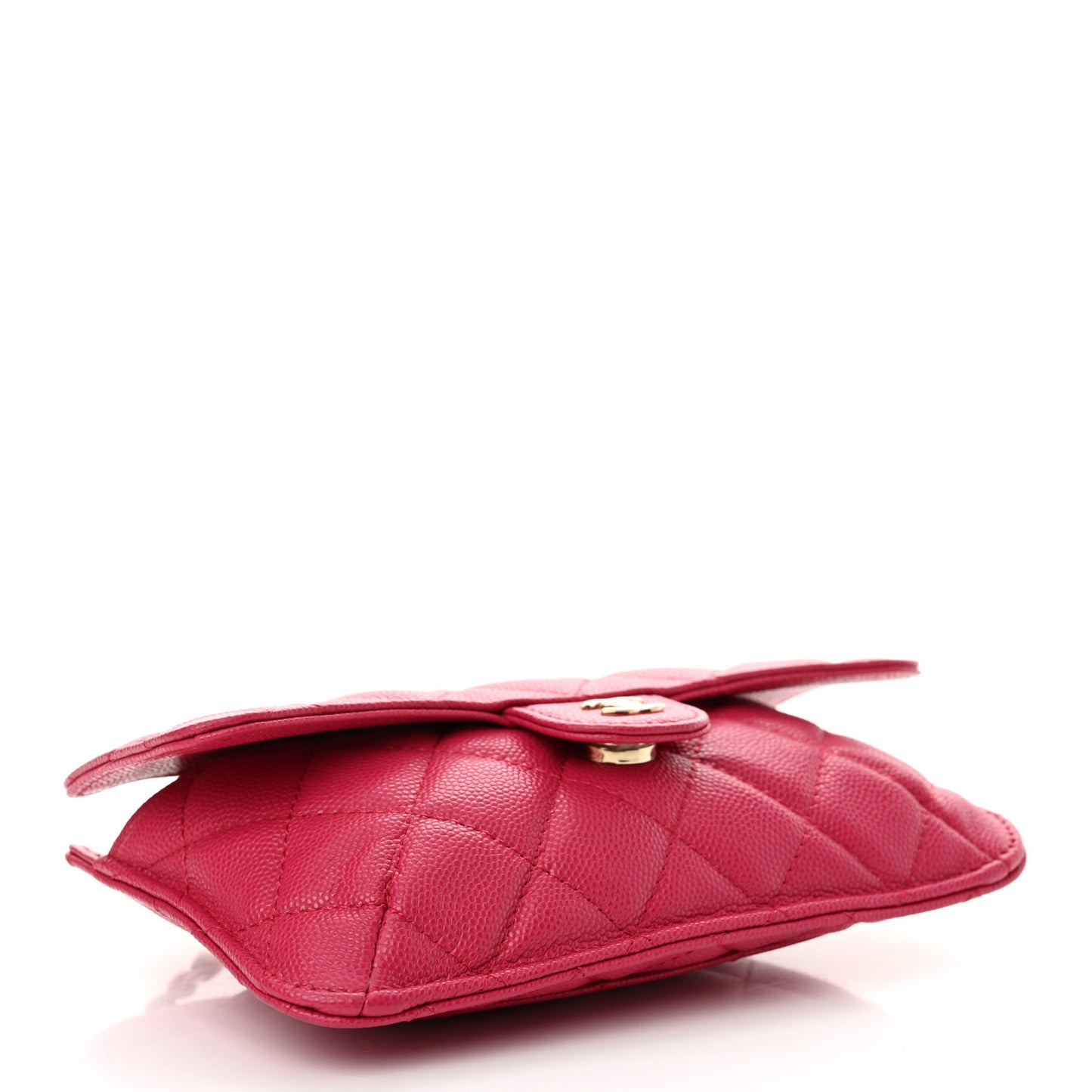 Caviar Fabric Quilted Foldable Tote With Chain Pink Multicolor