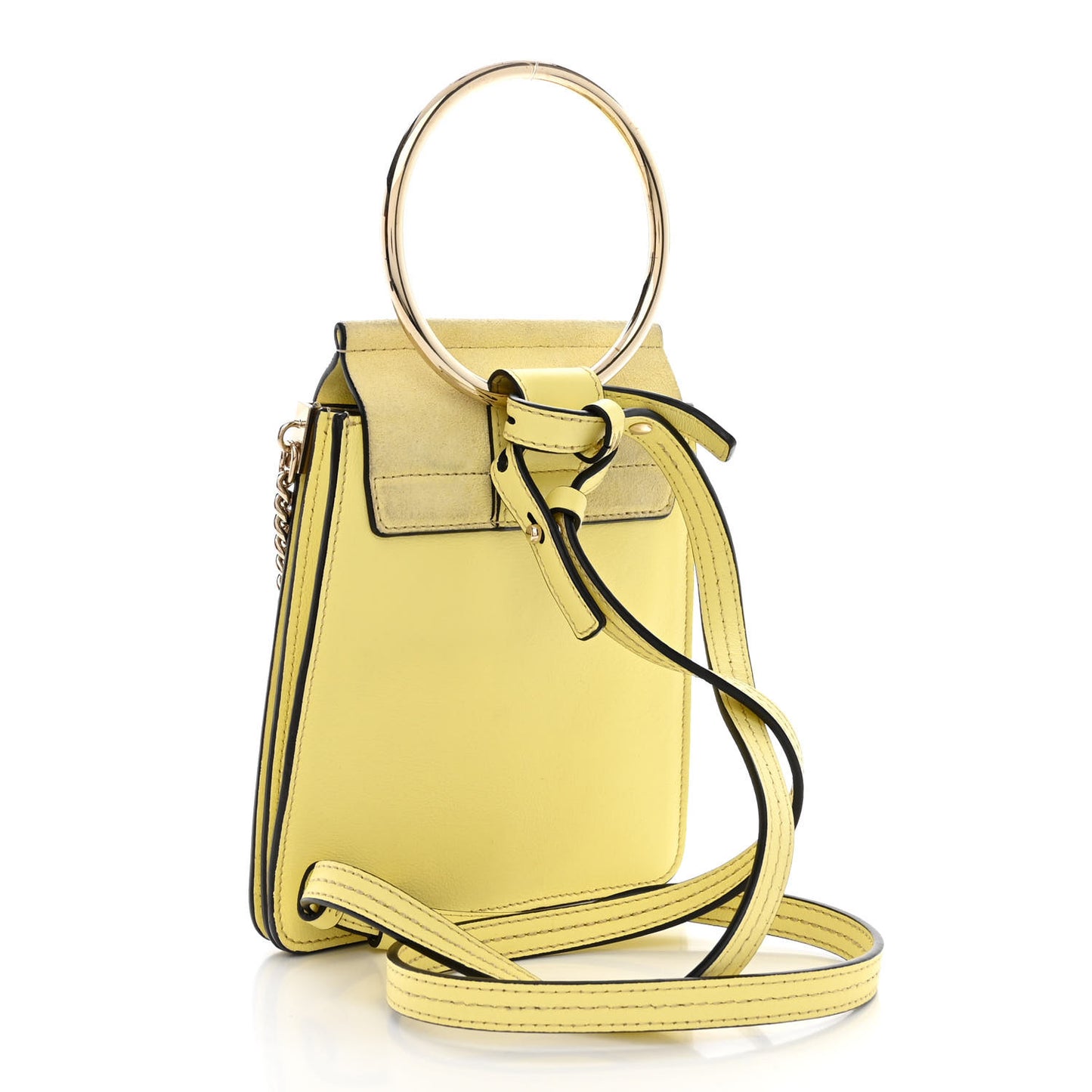Suede Calfskin Mini Faye Bracelet Bag Lemonade