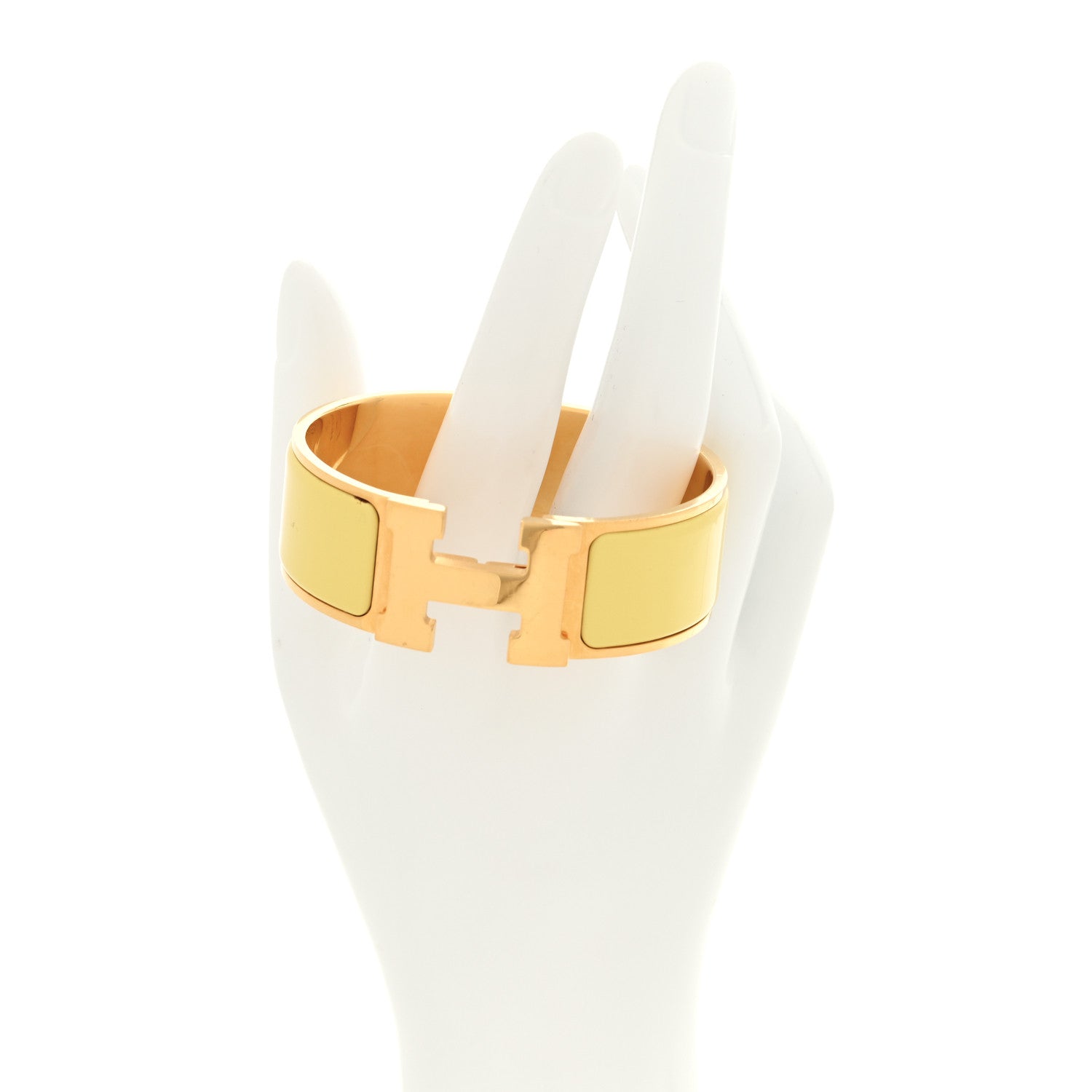 Hermes Enamel Wide Clic Clac H Bracelet PM Jaune Citron 2 of 4