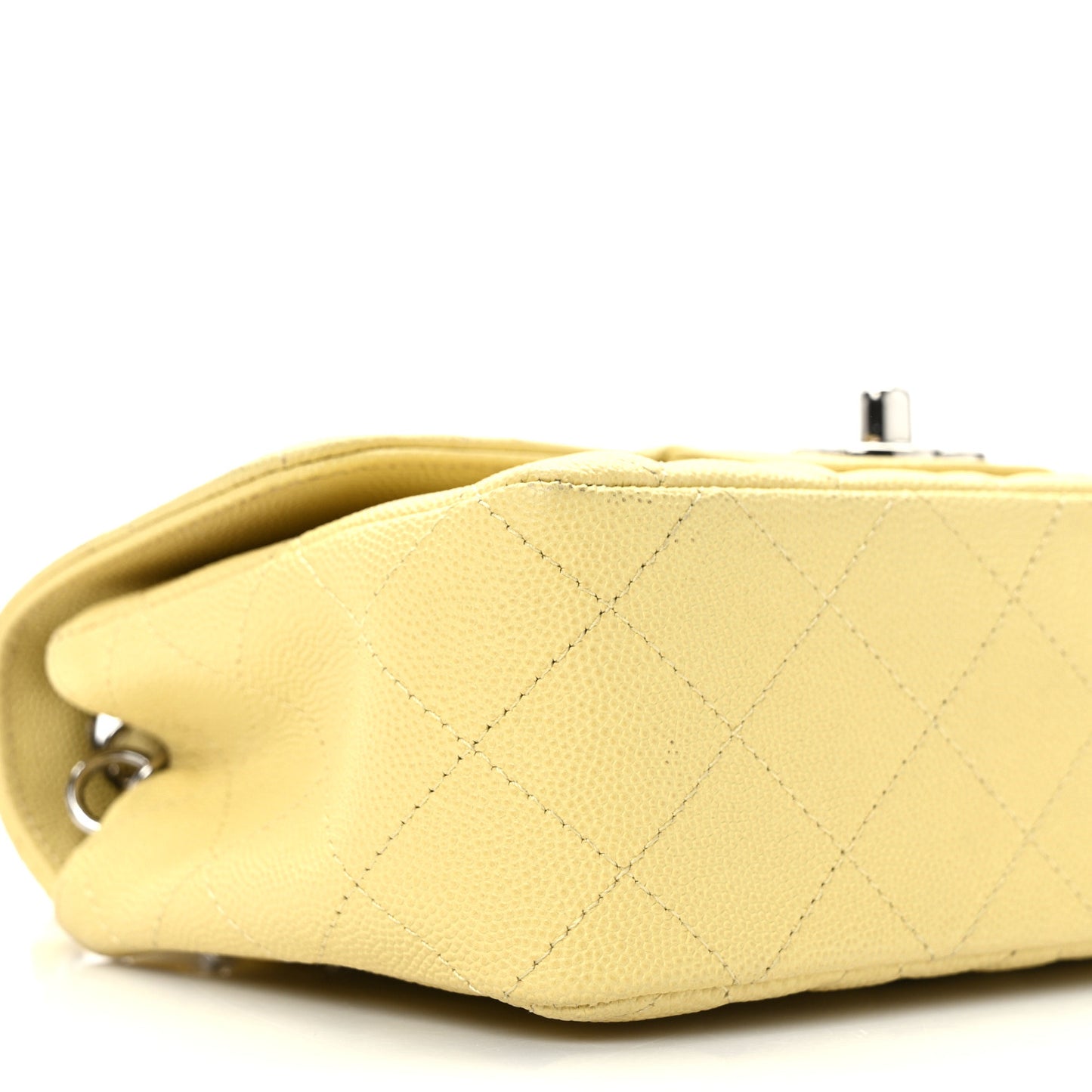 Caviar Quilted Mini Rectangular Flap Light Yellow