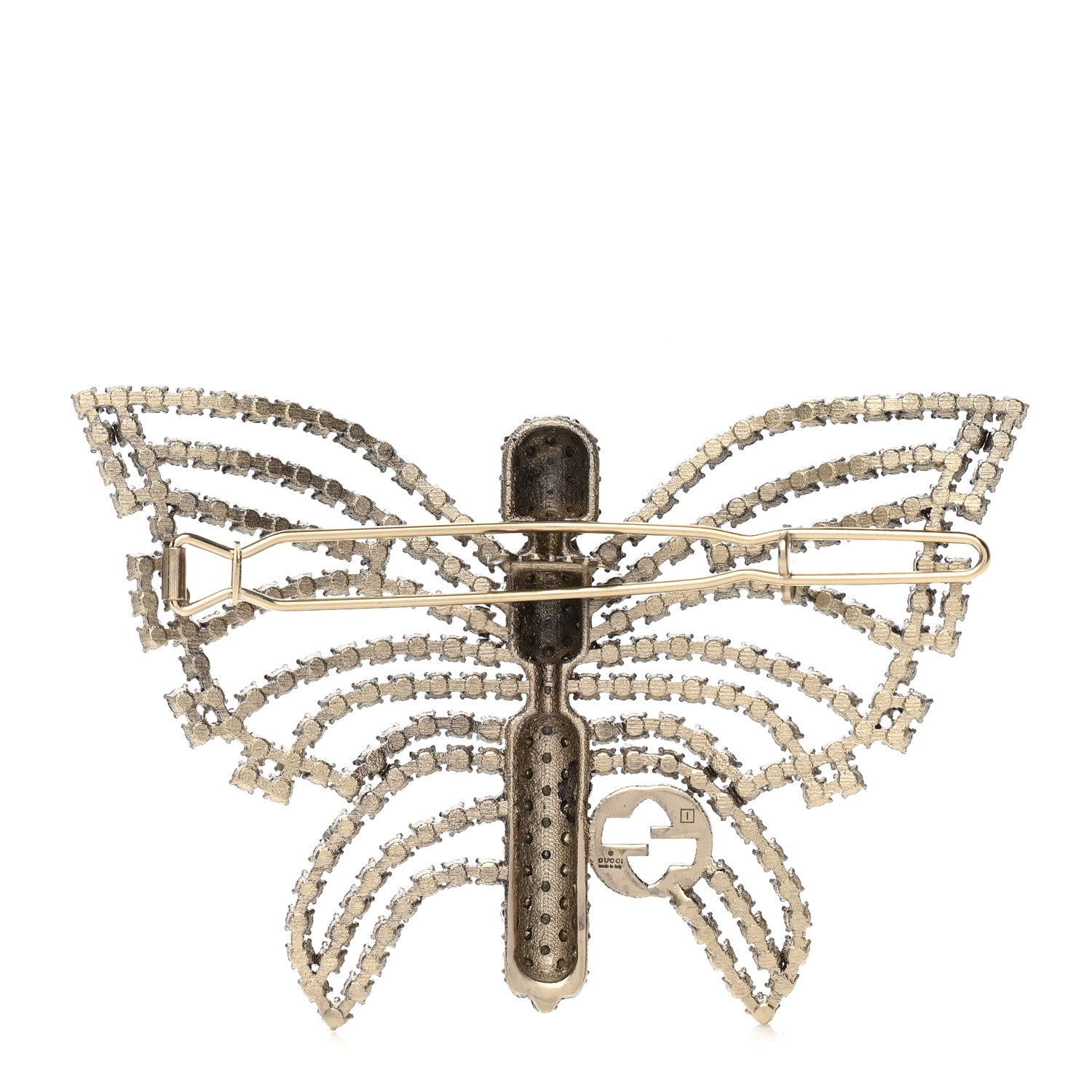 Gucci Crystal Butterfly Interlocking G Hair Clip Silver 2 of 3