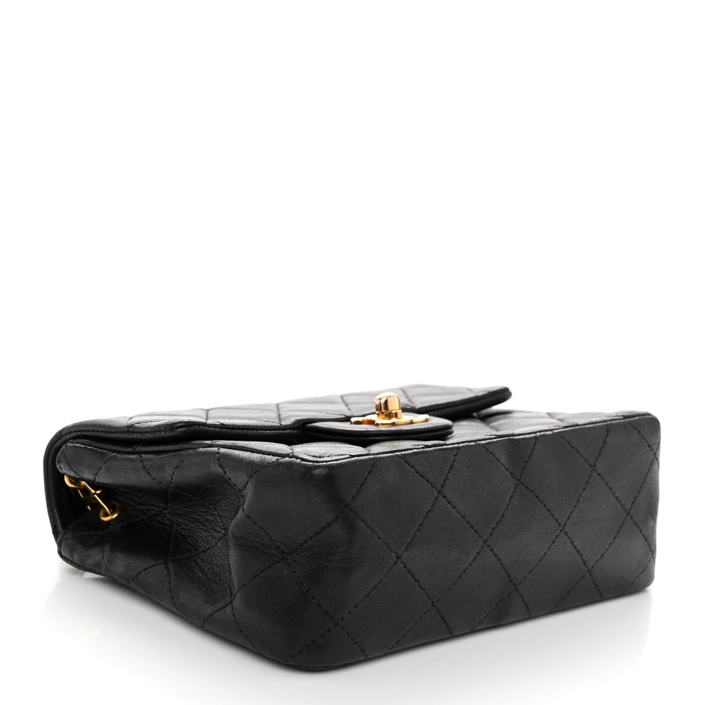 Lambskin Quilted Mini Square Flap Bag Black
