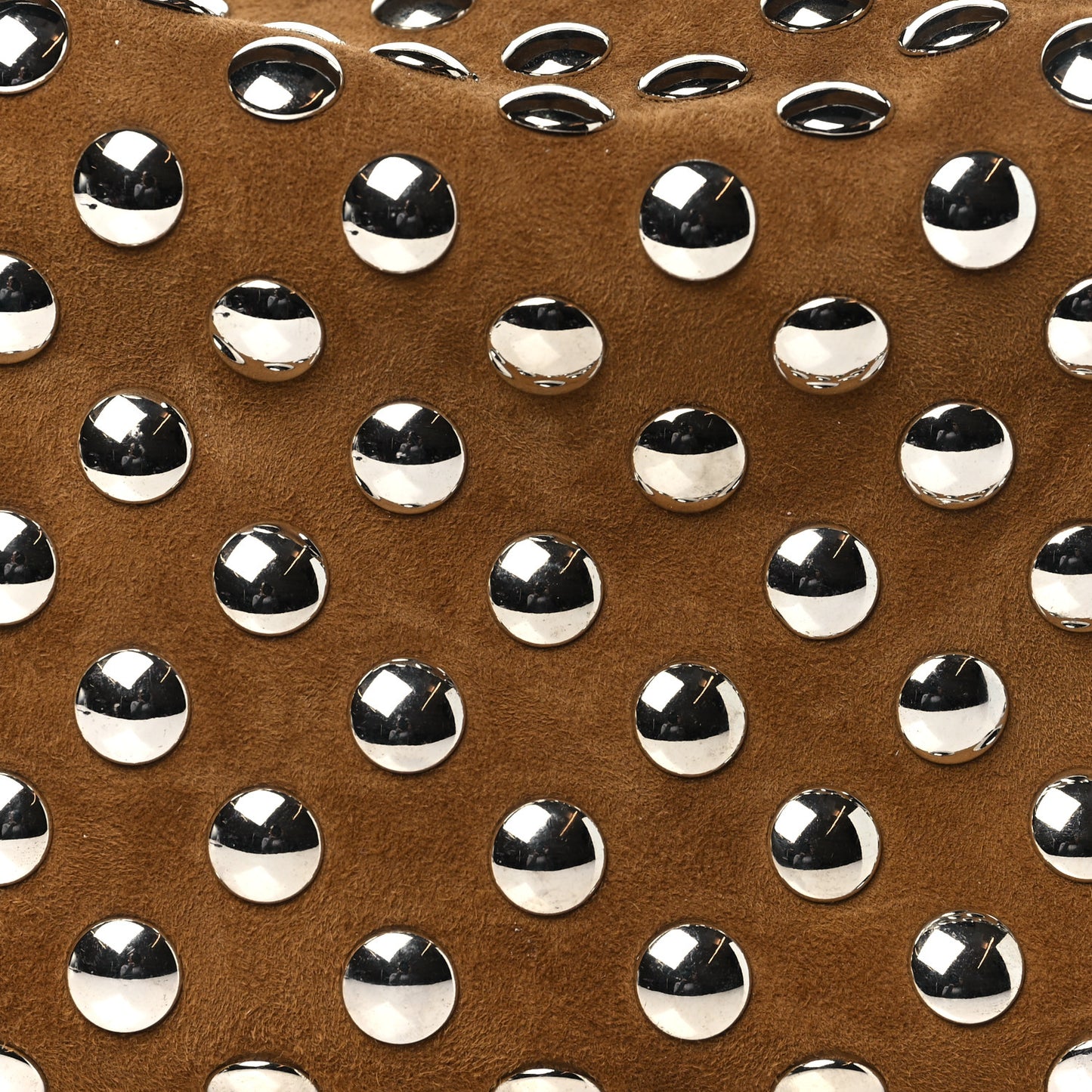 Suede Calfskin Studded Elena Nougat