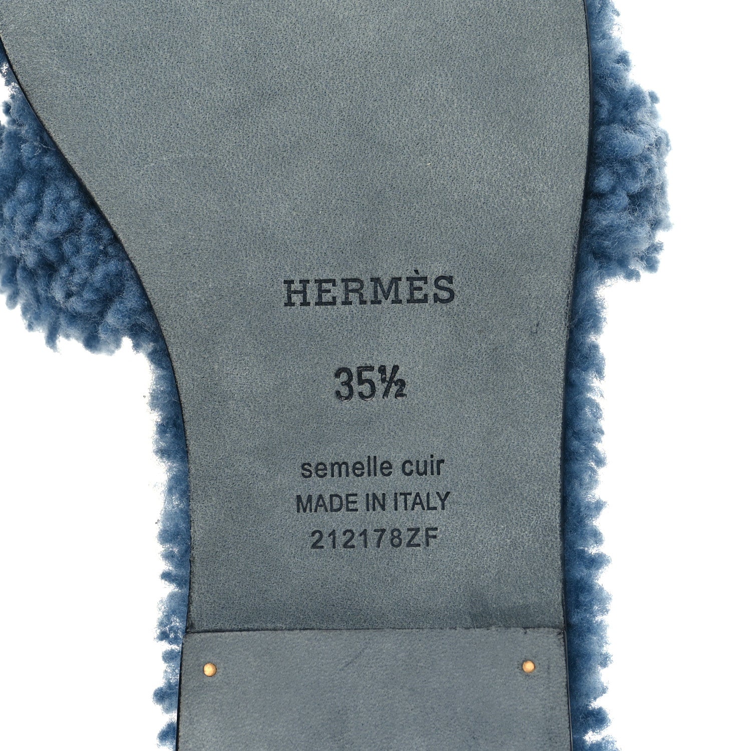 Hermes Woolskin Oran Sandals 35.5 Bleu 6 of 8
