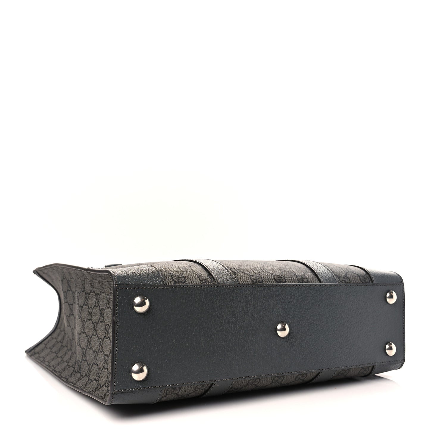 GG Supreme Monogram Textured Dollar Calfskin Medium Ophidia Tote Grey Black Graphite Grey