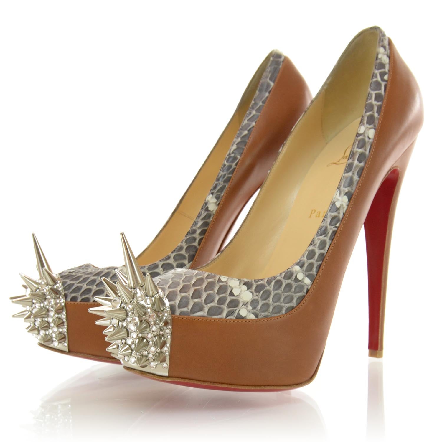 Christian Louboutin Calfskin Snakeskin Asteroid 160 Pumps 39.5 2 of 6