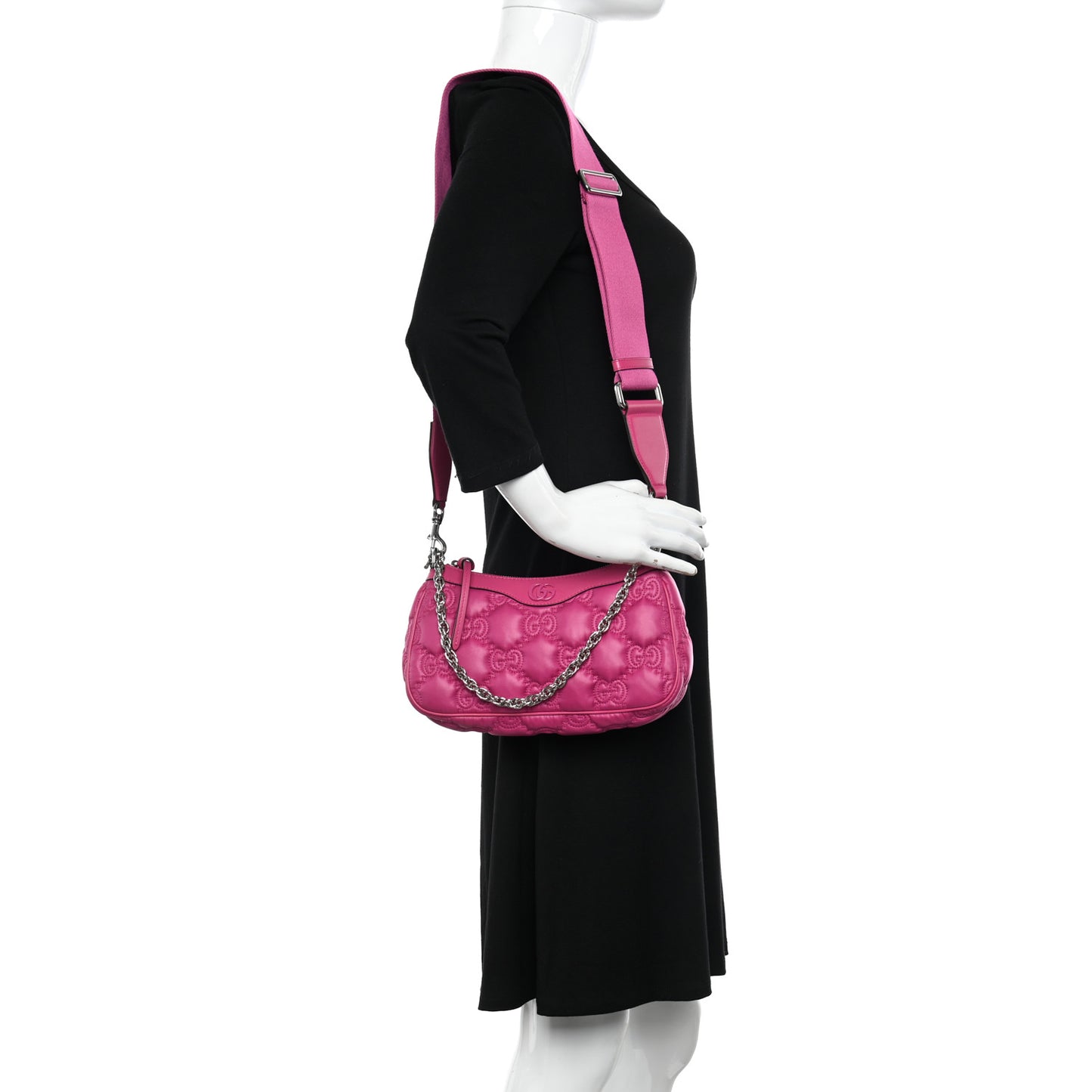 Nylon Calfskin Enamel GG Matelasse Chain Handbag Lovely