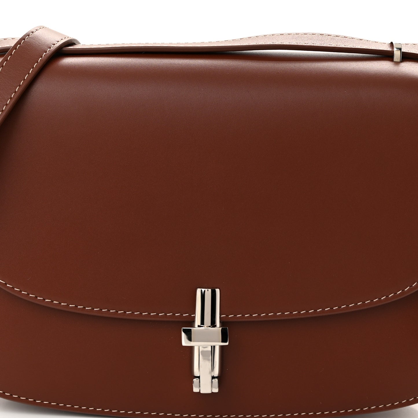 Polished Saddle Calfskin The Sofia 8.75 Crossbody Cherry Wood
