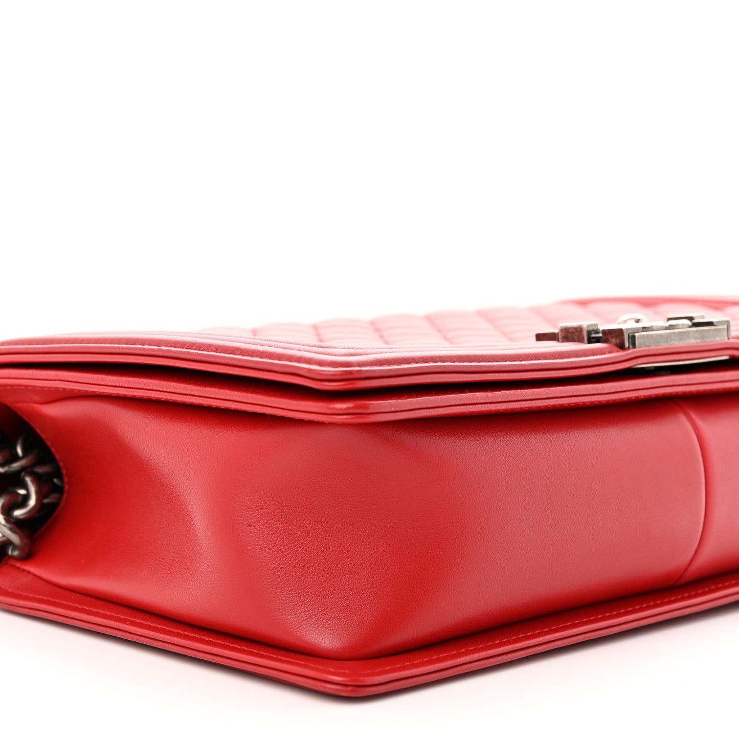 Calfskin Quilted New Medium Boy Flap Red