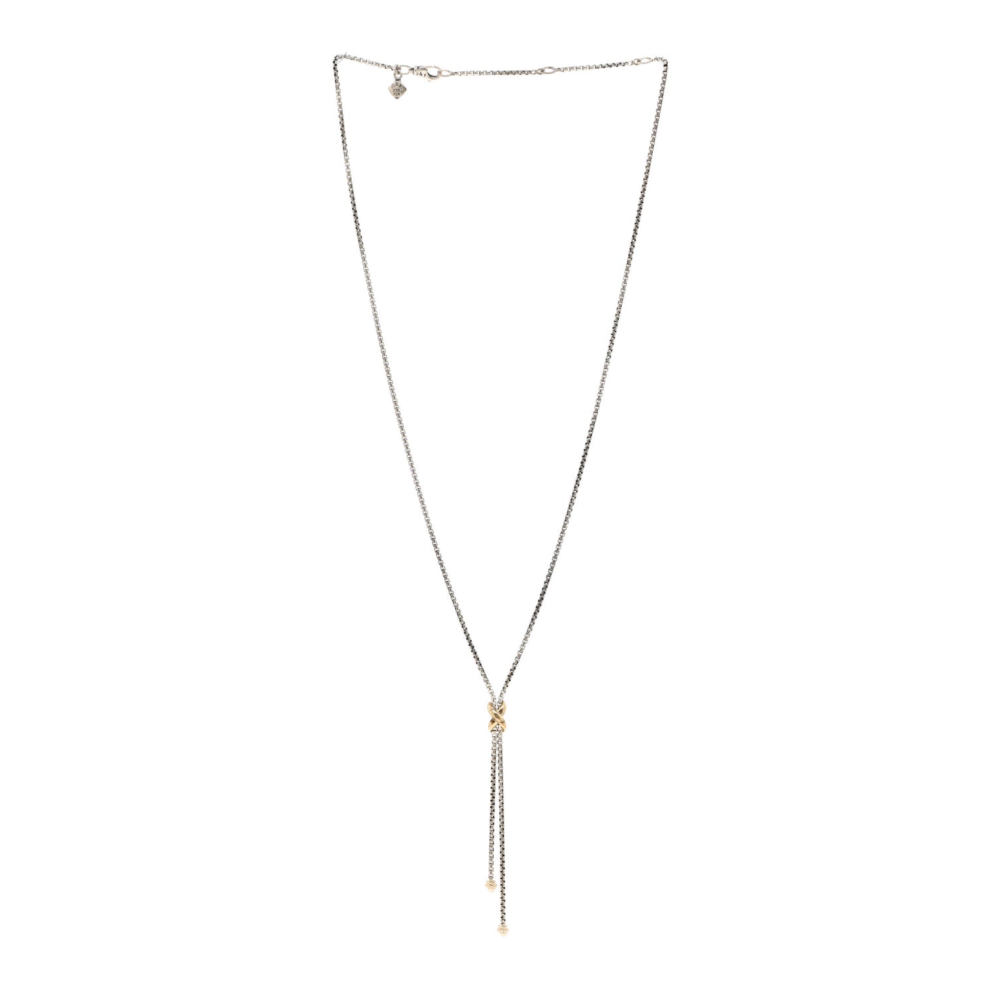 Sterling Silver 18K Yellow Gold Petite X Lariat Necklace