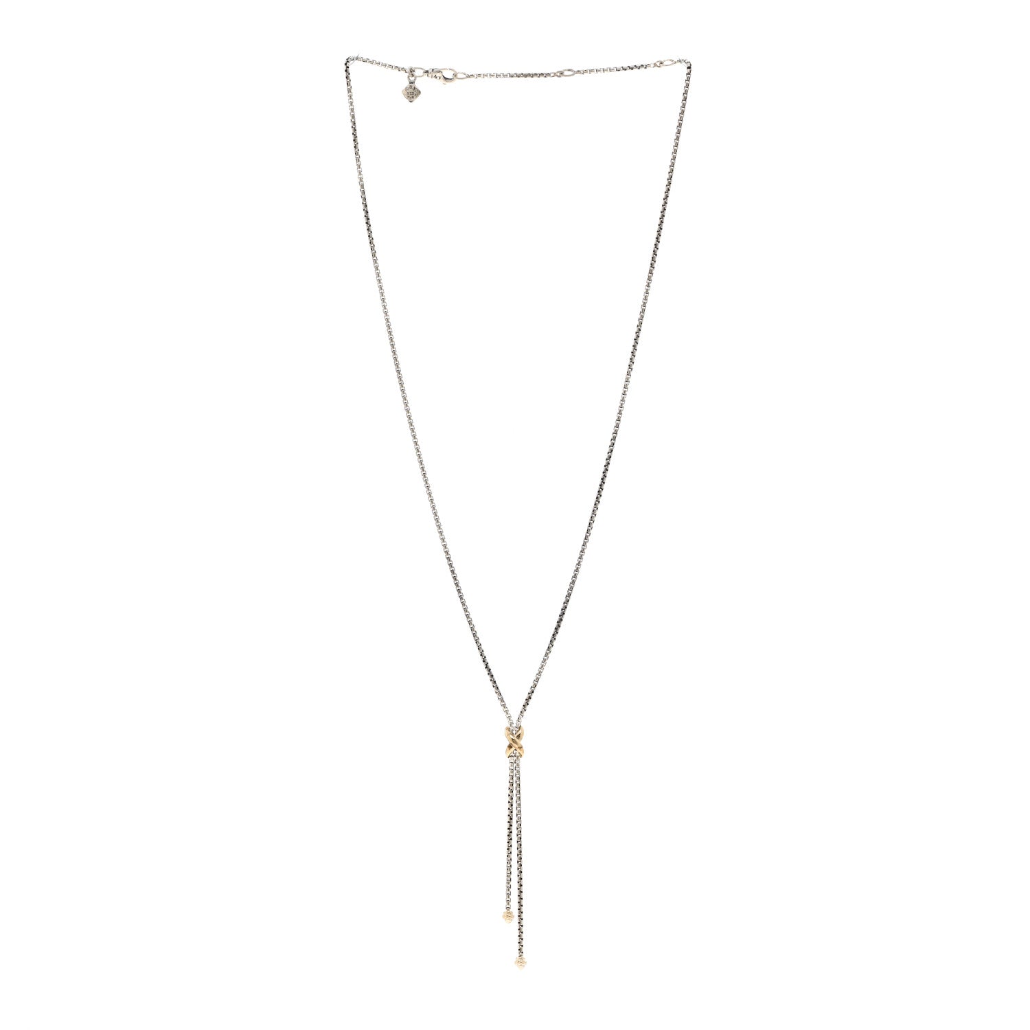 David Yurman Sterling Silver 18K Yellow Gold Petite X Lariat Necklace 3 of 5